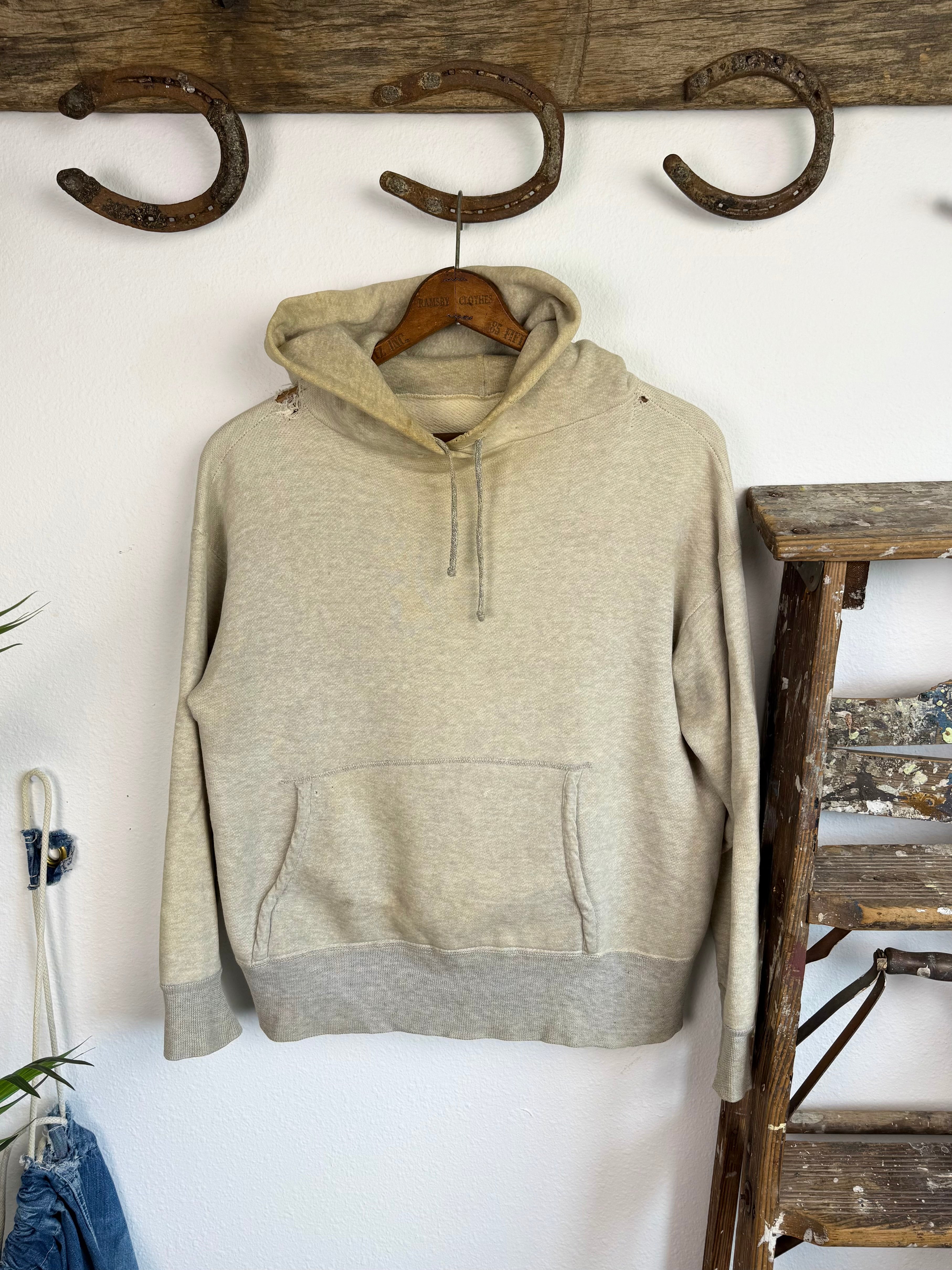 1950s Two Tone ‘Super Soft’ Worn Grey Hoodie (M/L)