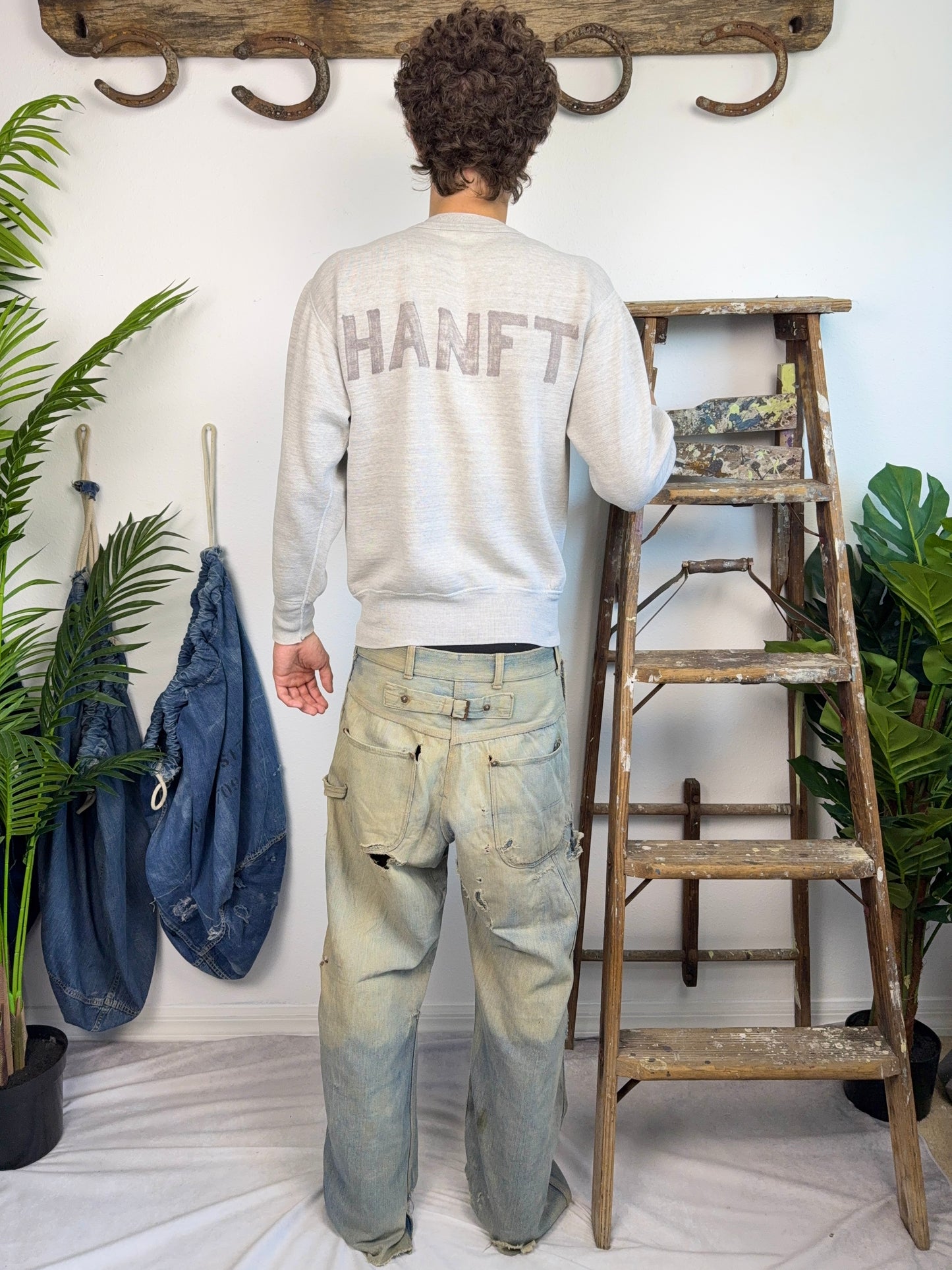 1950s Stenciled ‘Hanft’ Military Single V Sweatshirt (S/M)