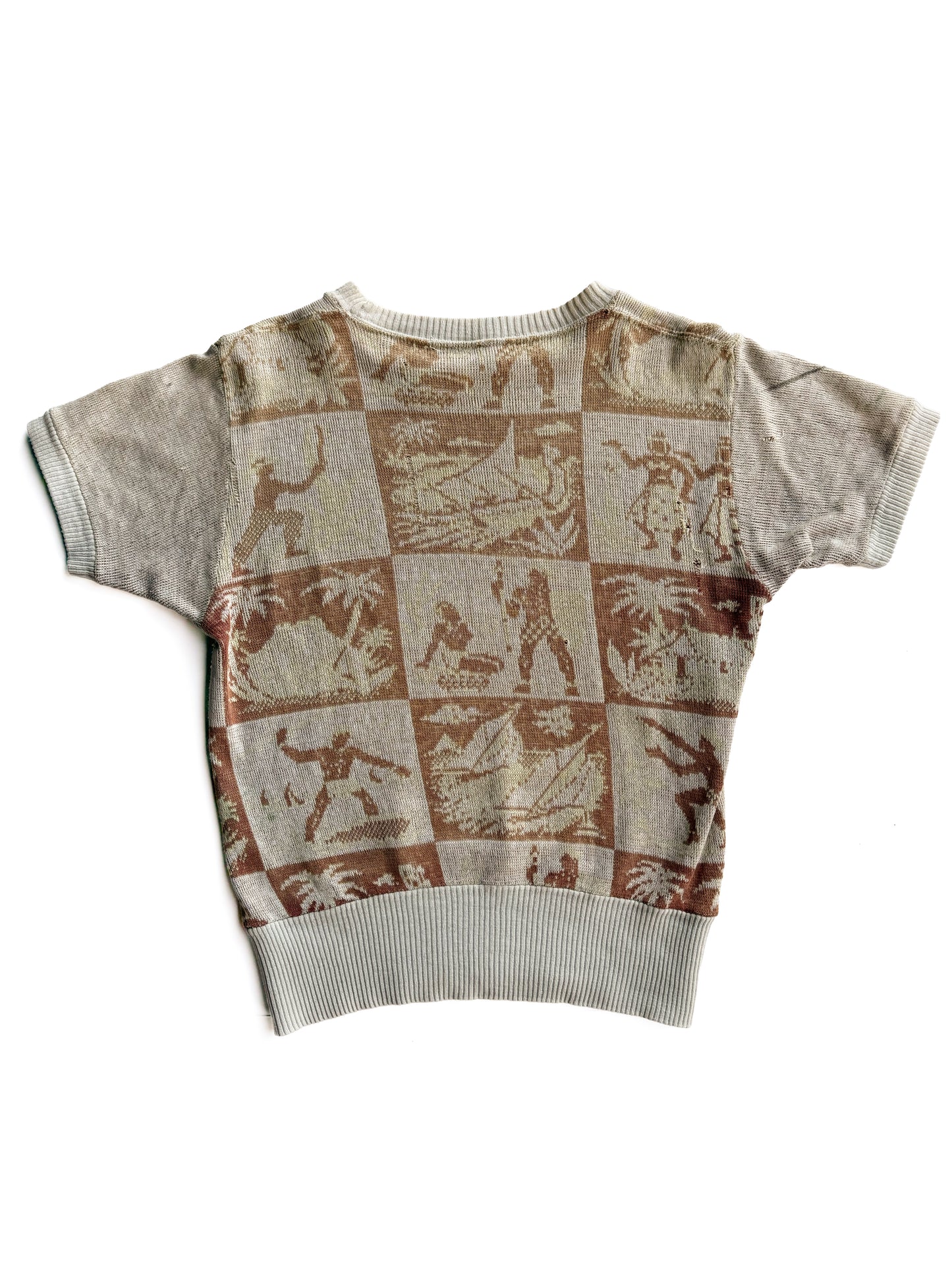 1940s Novelty Cotton Short Sleeve Sweatshirt (S)