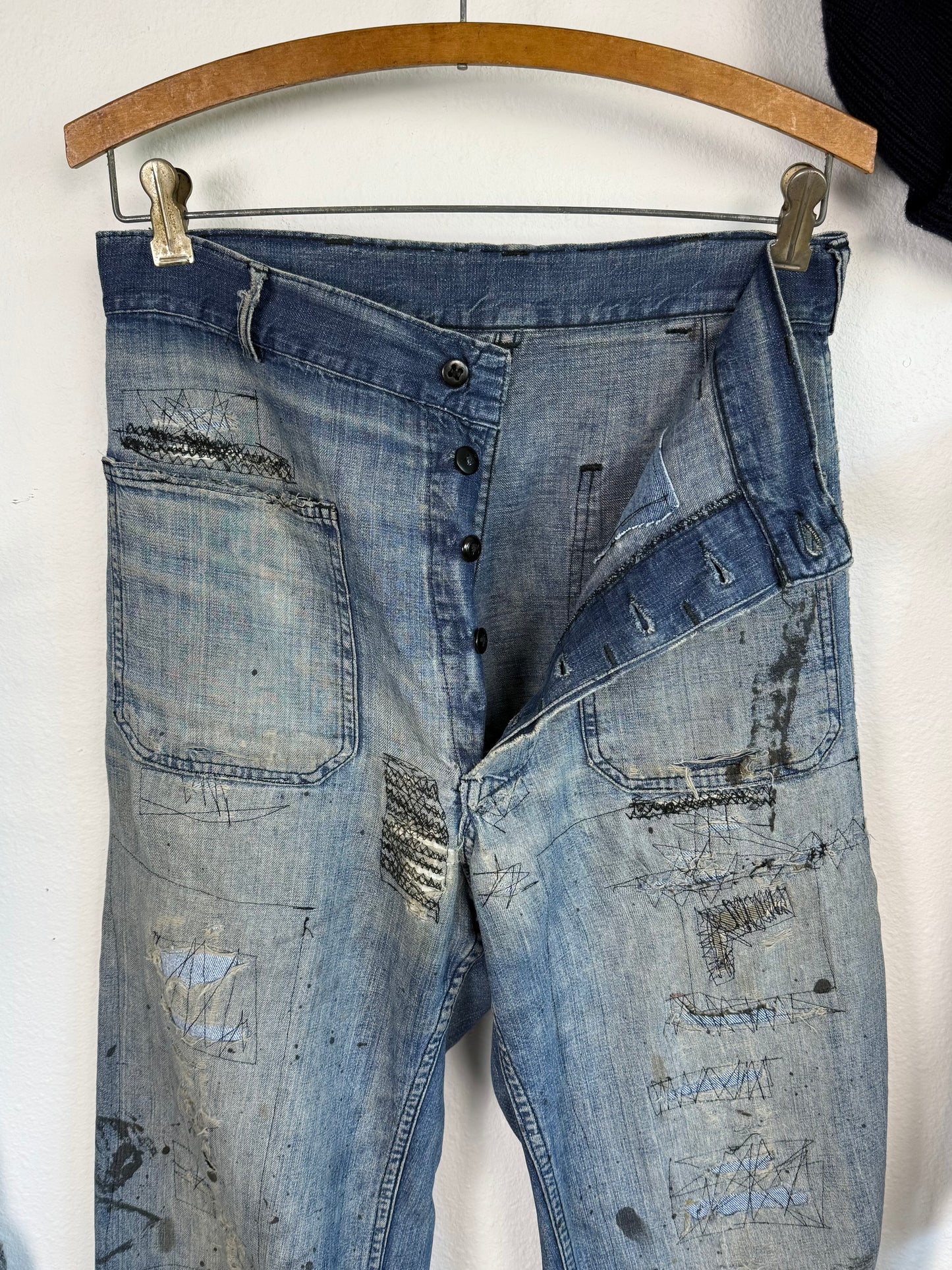 1940s WW2 Distressed & Repaired USN Dungarees (30)