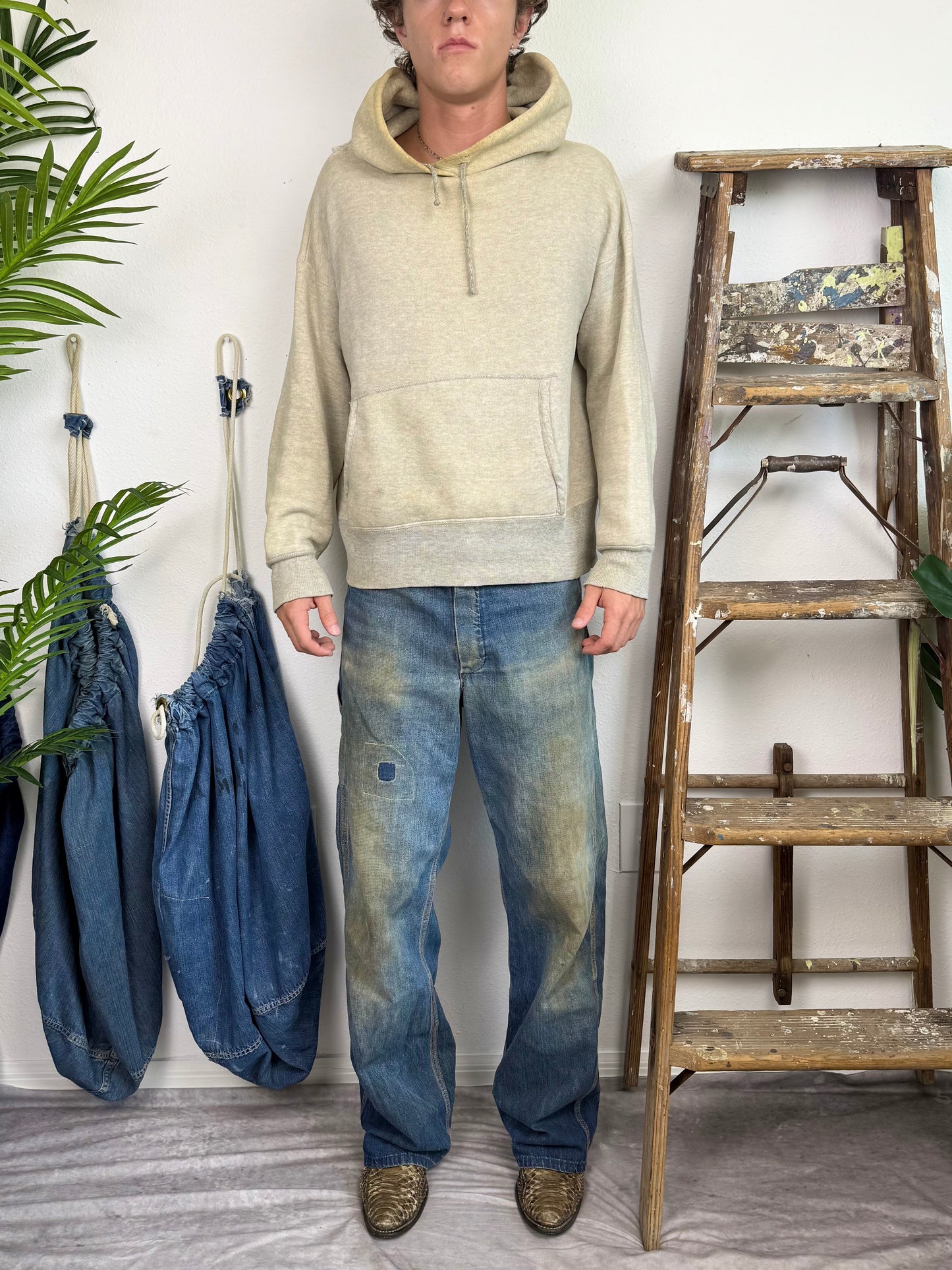 1950s Two Tone ‘Super Soft’ Worn Grey Hoodie (M/L)