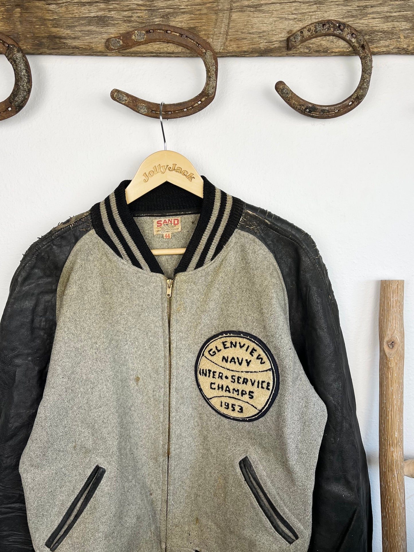 1950’s Black Salt & Pepper Varsity Jacket (46)