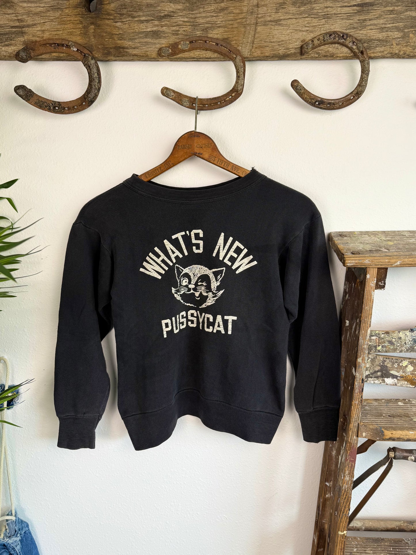1960s Black ‘What’s New Pussycat’ Sweatshirt (S)