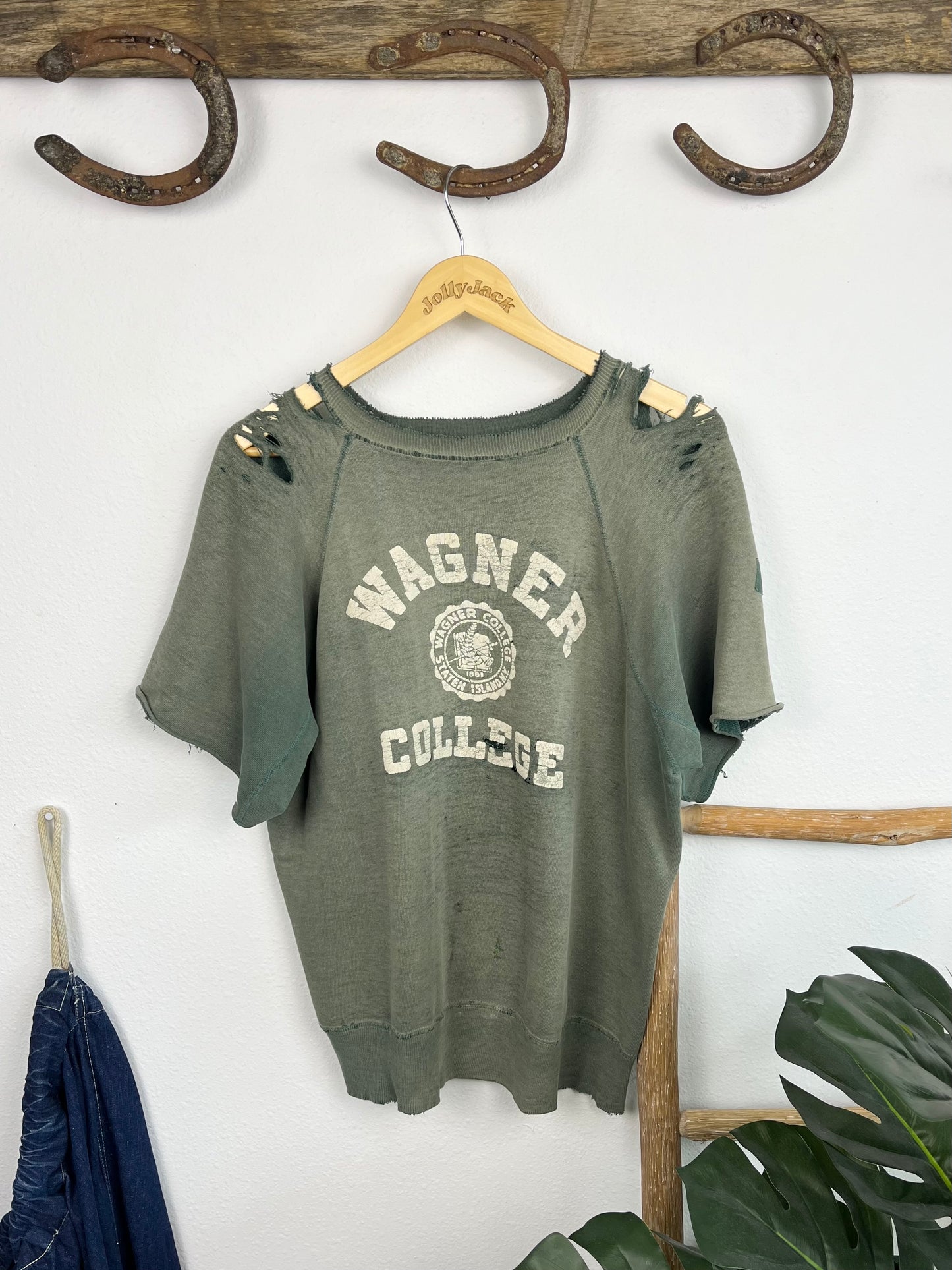 1950’s Thrashed & Sun Faded Wagner College Sweatshirt (L/XL)