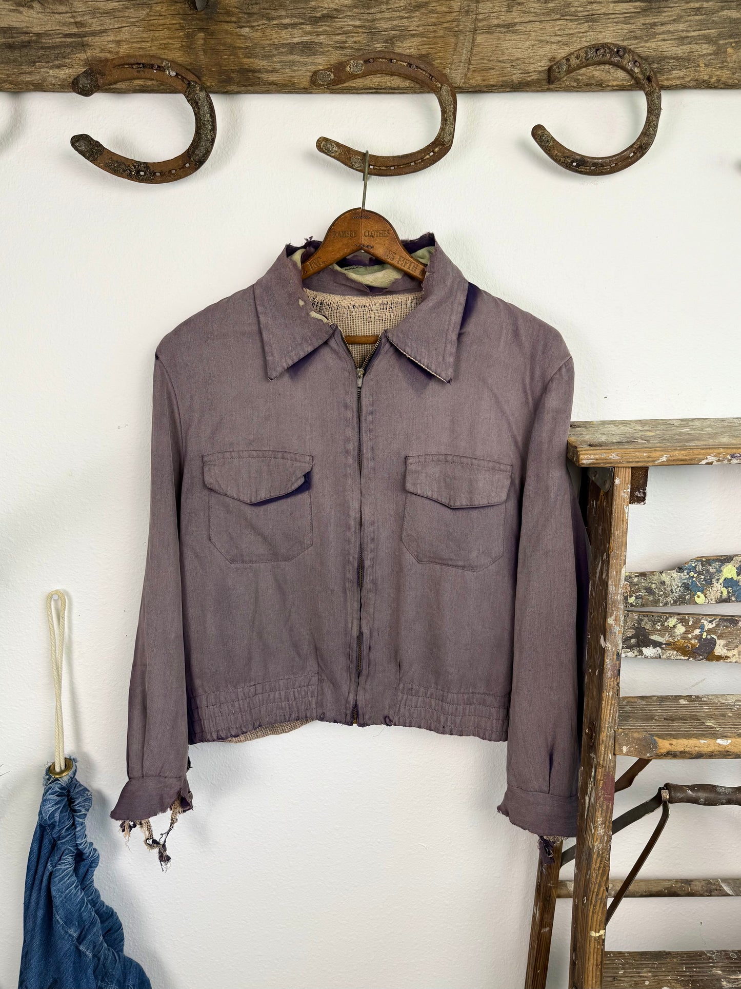 1940s Sun Faded Purple Gab Jacket (S/M)
