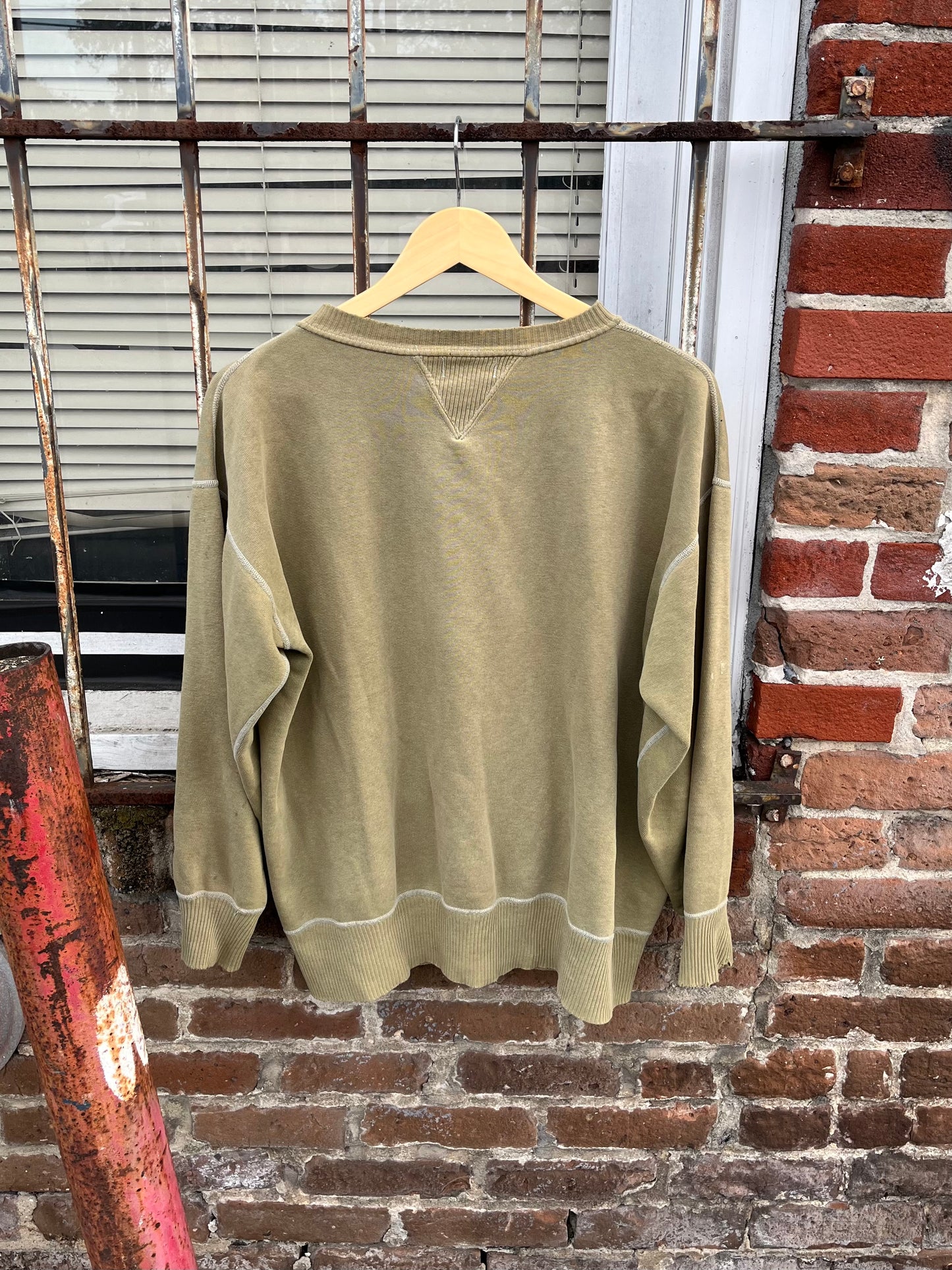 1940’s WW2 Army Green Ribbed Double V Sweatshirt (XXL)