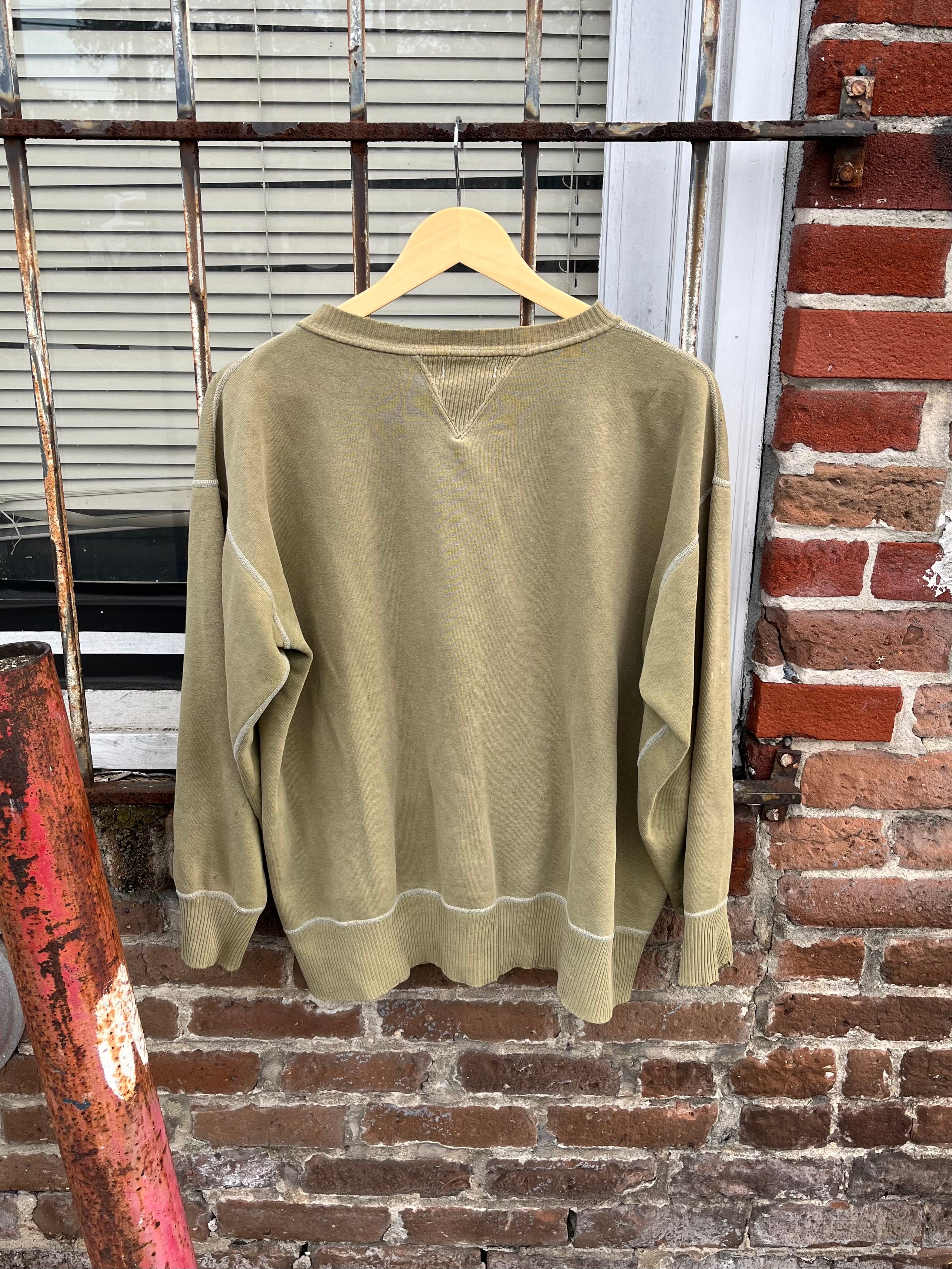 1940’s WW2 Army Green Ribbed Double V Sweatshirt (XXL)