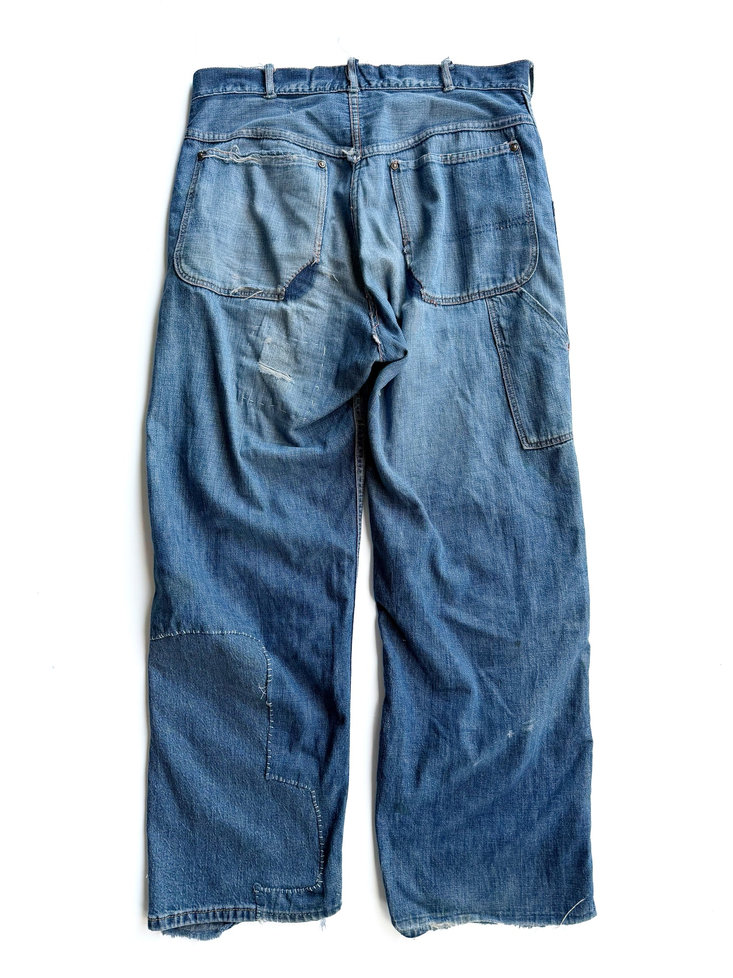 1950s Heavily Repaired Donut Button Jeans (33)