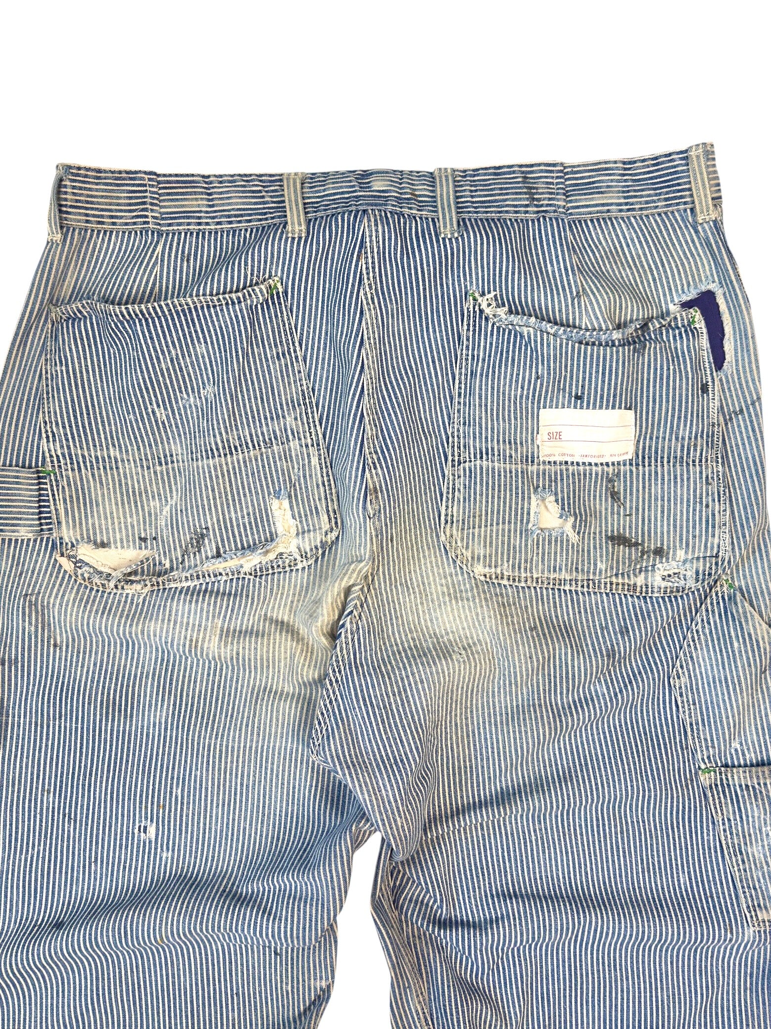 1940s Pioneer Distressed and Repaired Pinstripe Carpenters (36)