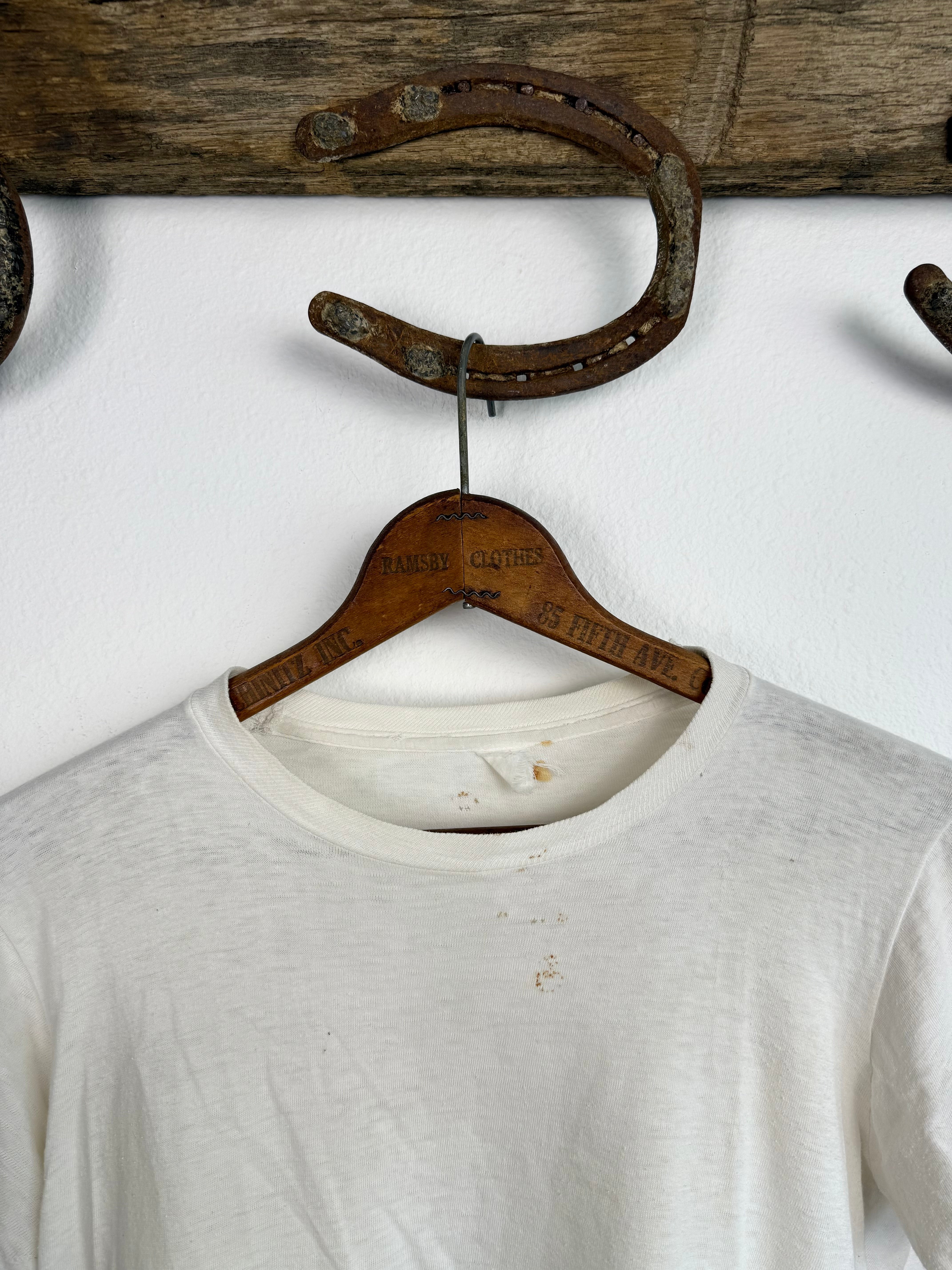 1950s Distressed ‘Essential’ Boxy White Tee (S/M)