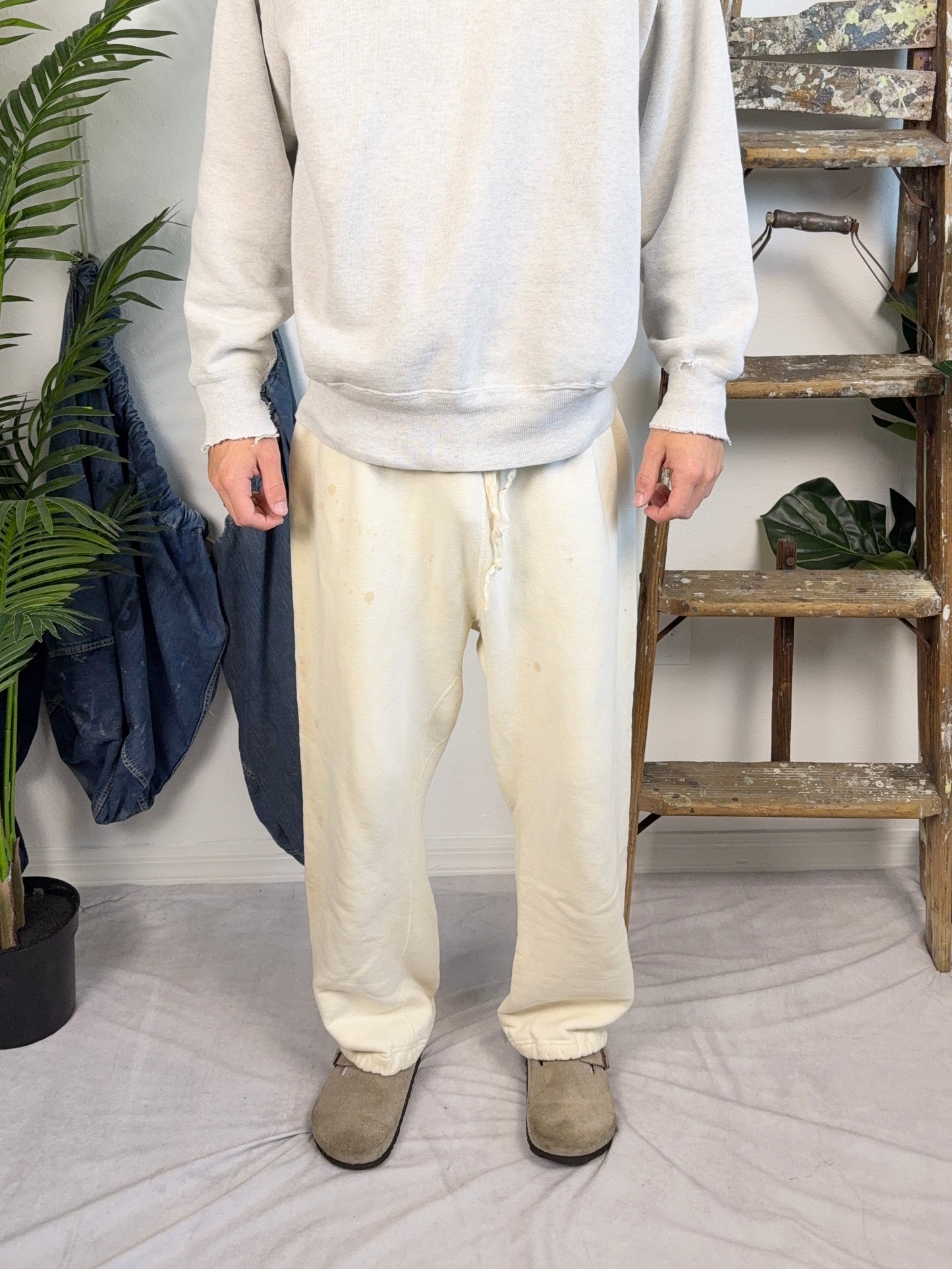 1950s Cream Baggy Sweatpants (M/L)