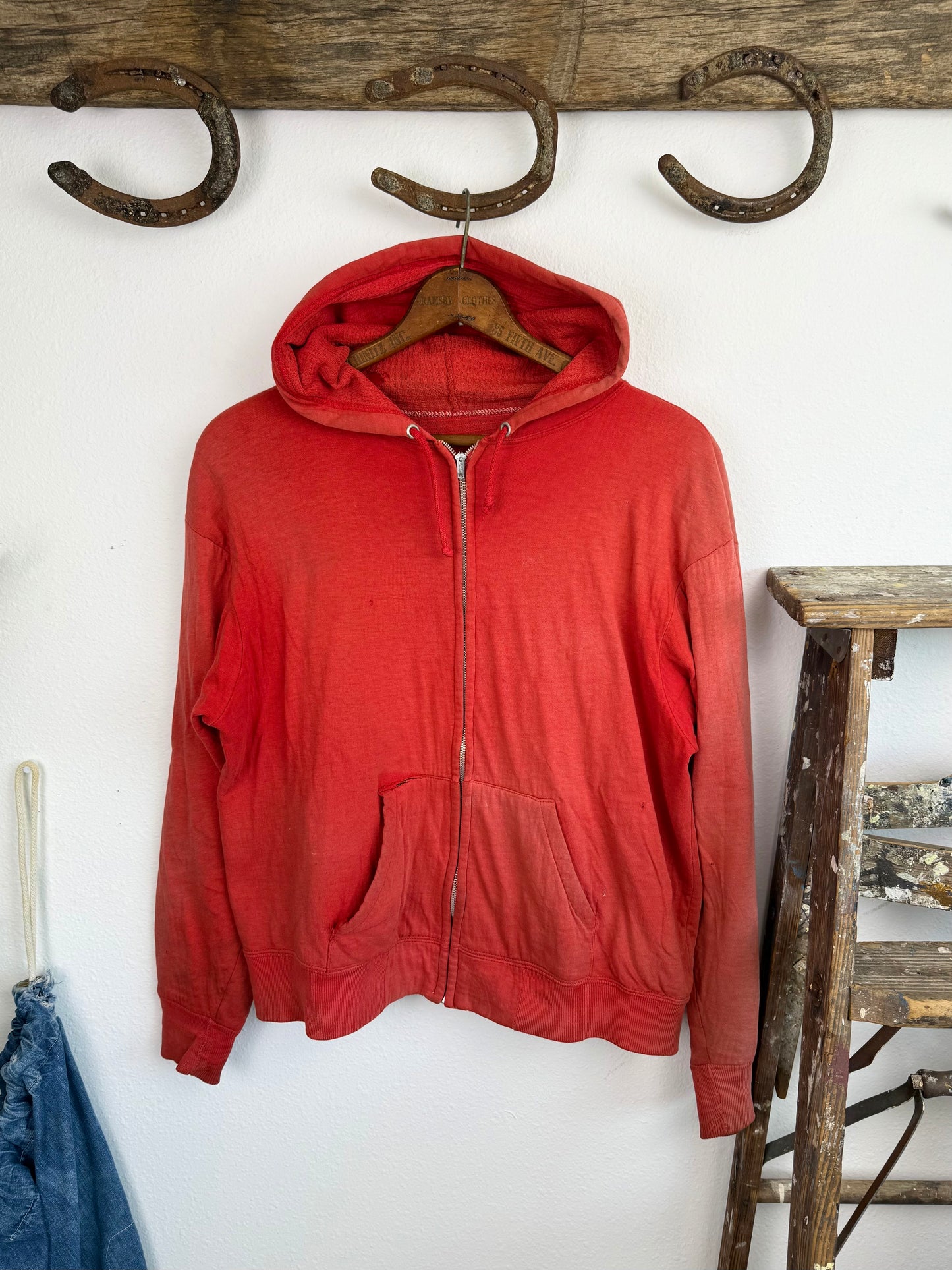 1960s Sun Faded Thermal Zip Up Jacket (L/XL)