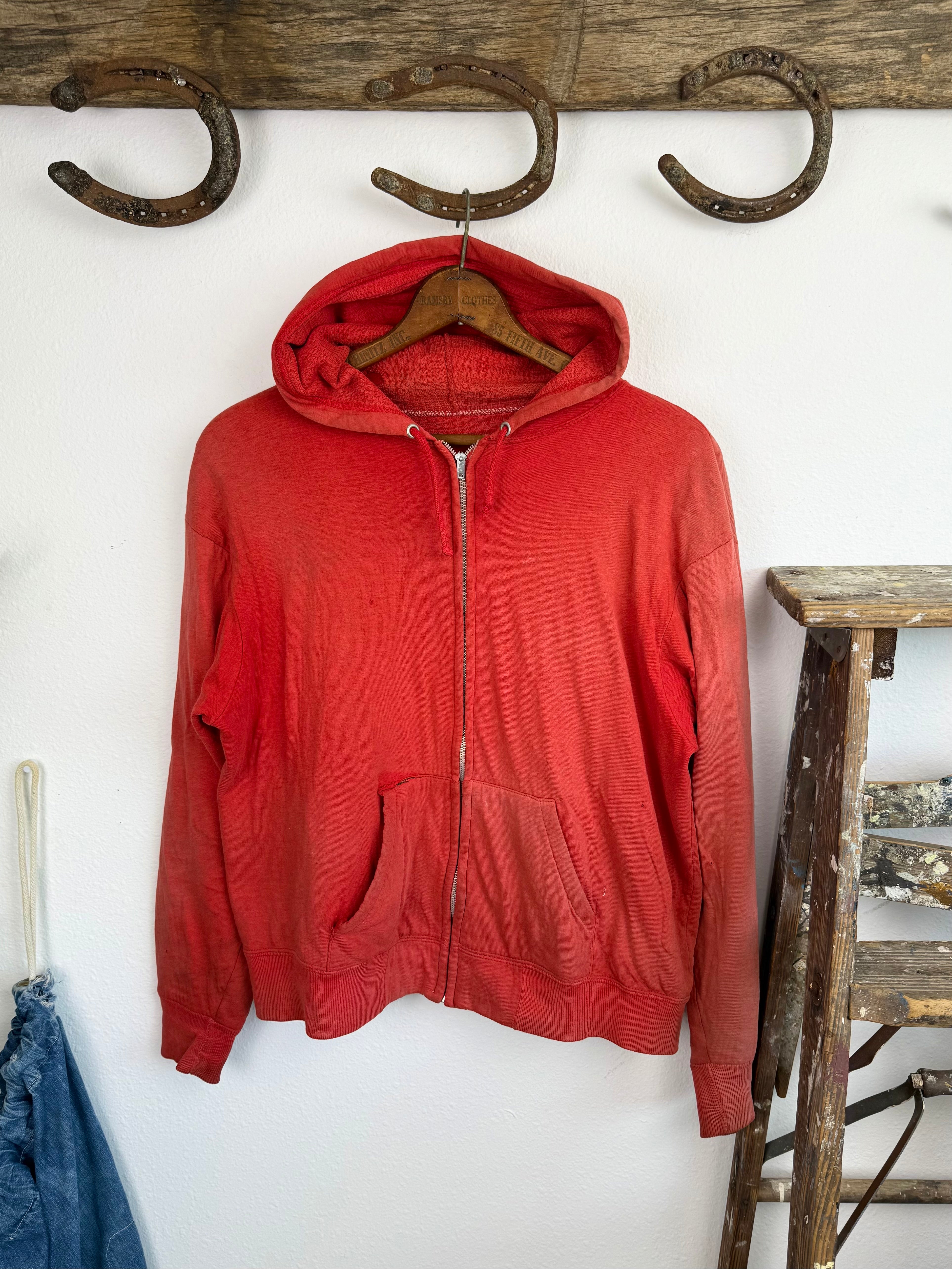 1960s Sun Faded Thermal Zip Up Jacket (L/XL)