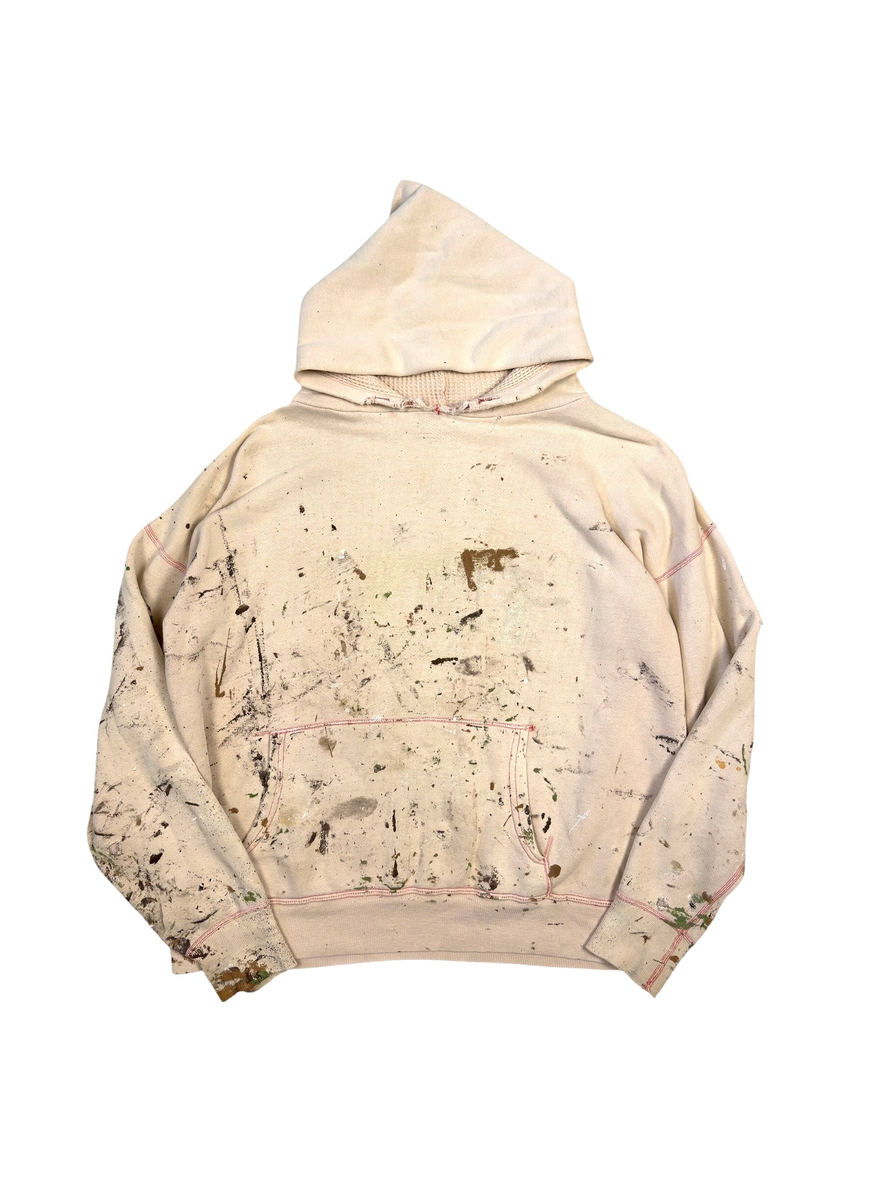 1950s Faded Pink Barn Found Splatter Paint Hoodie (XL)