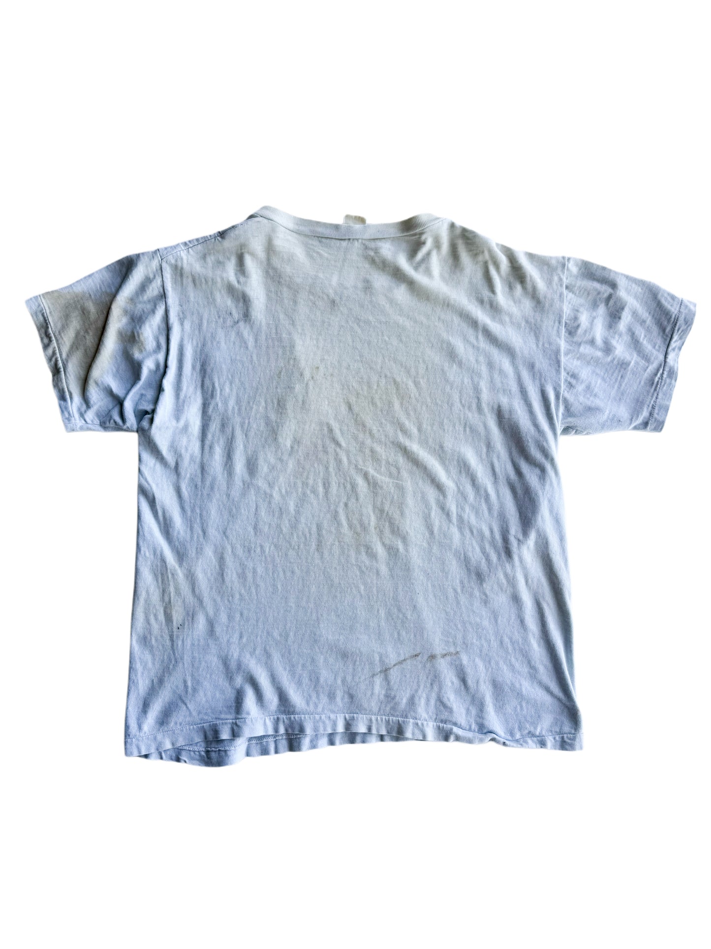 1960s Faded Baby Blue Distressed Pocket Tee (S/M)