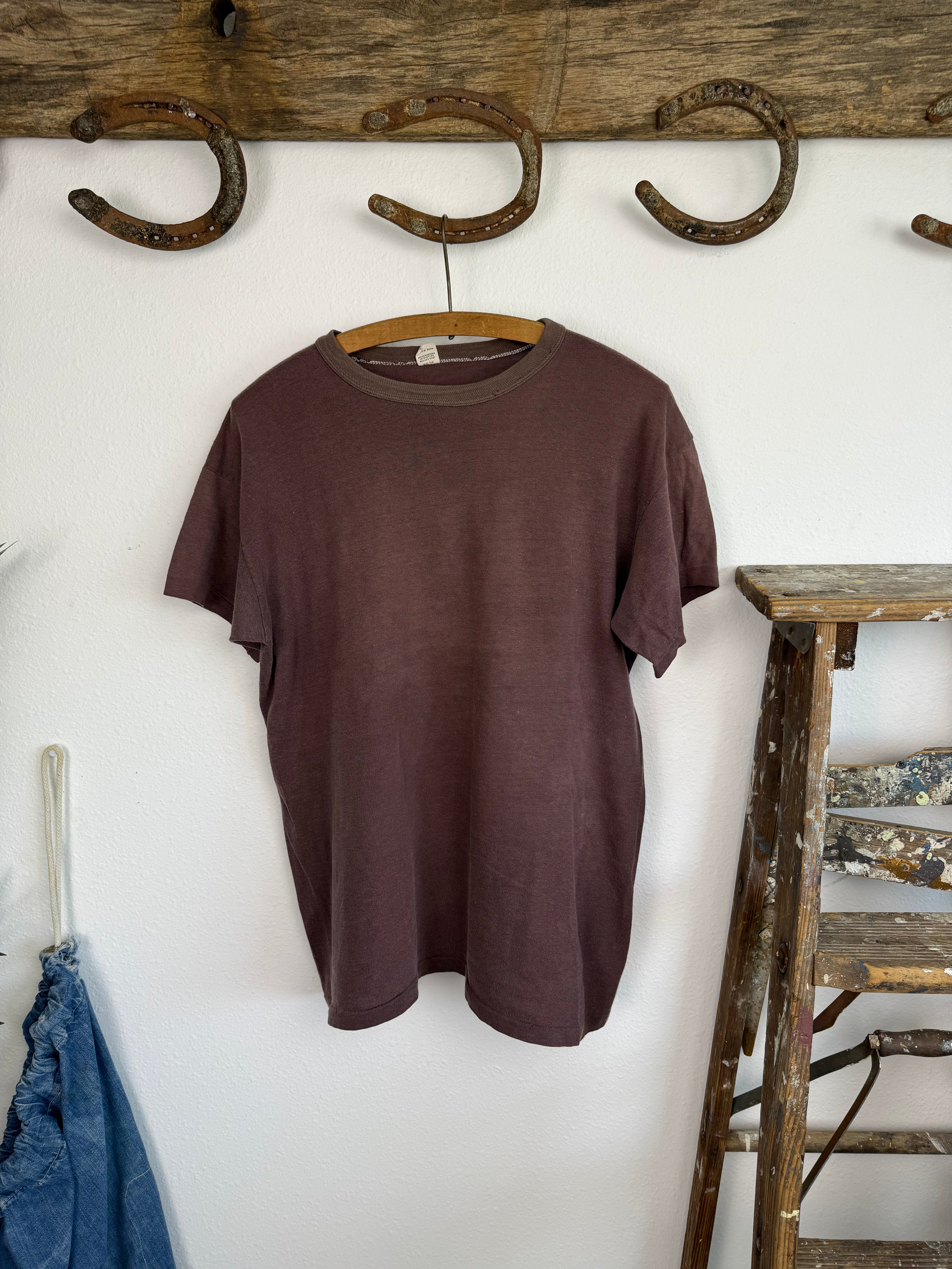1960s Russell Athletic Two Tone Maroon Tee (L/XL)