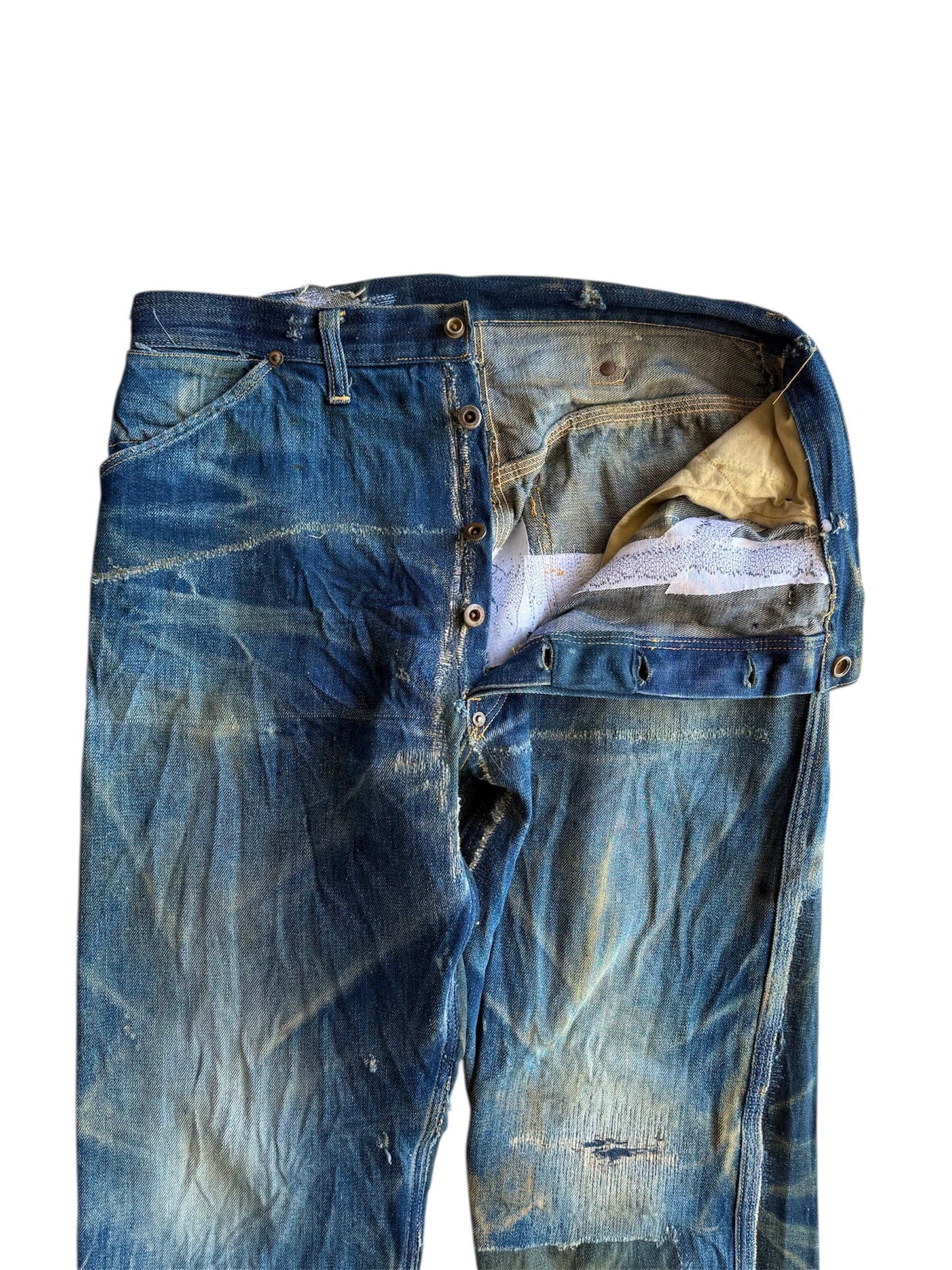 1920s/1930s Distressed & Repaired Buckle Back Jeans (31)