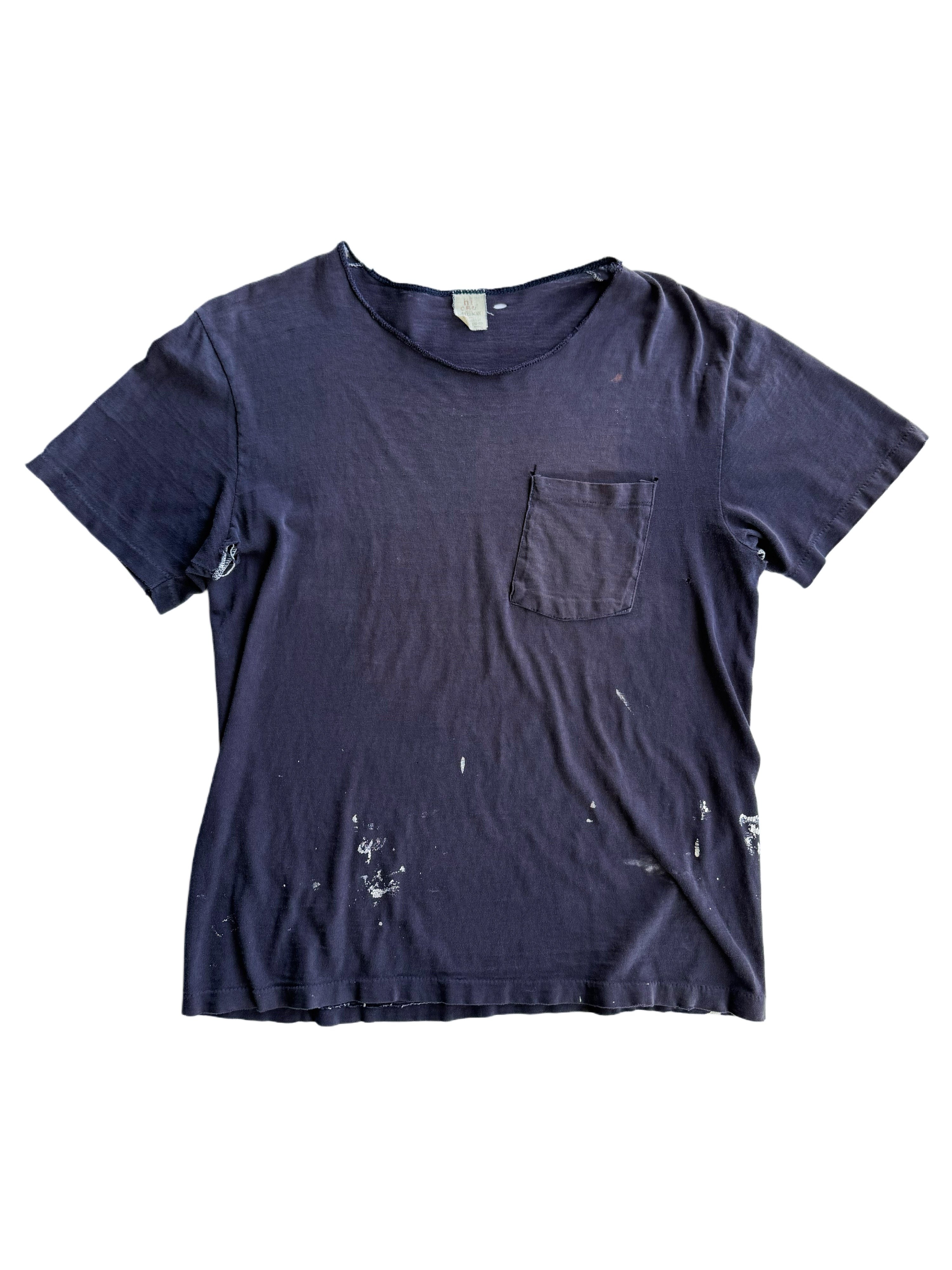 1960s Sun Faded ‘Paint Splatter’ Navy Pocket Tees (S/M)
