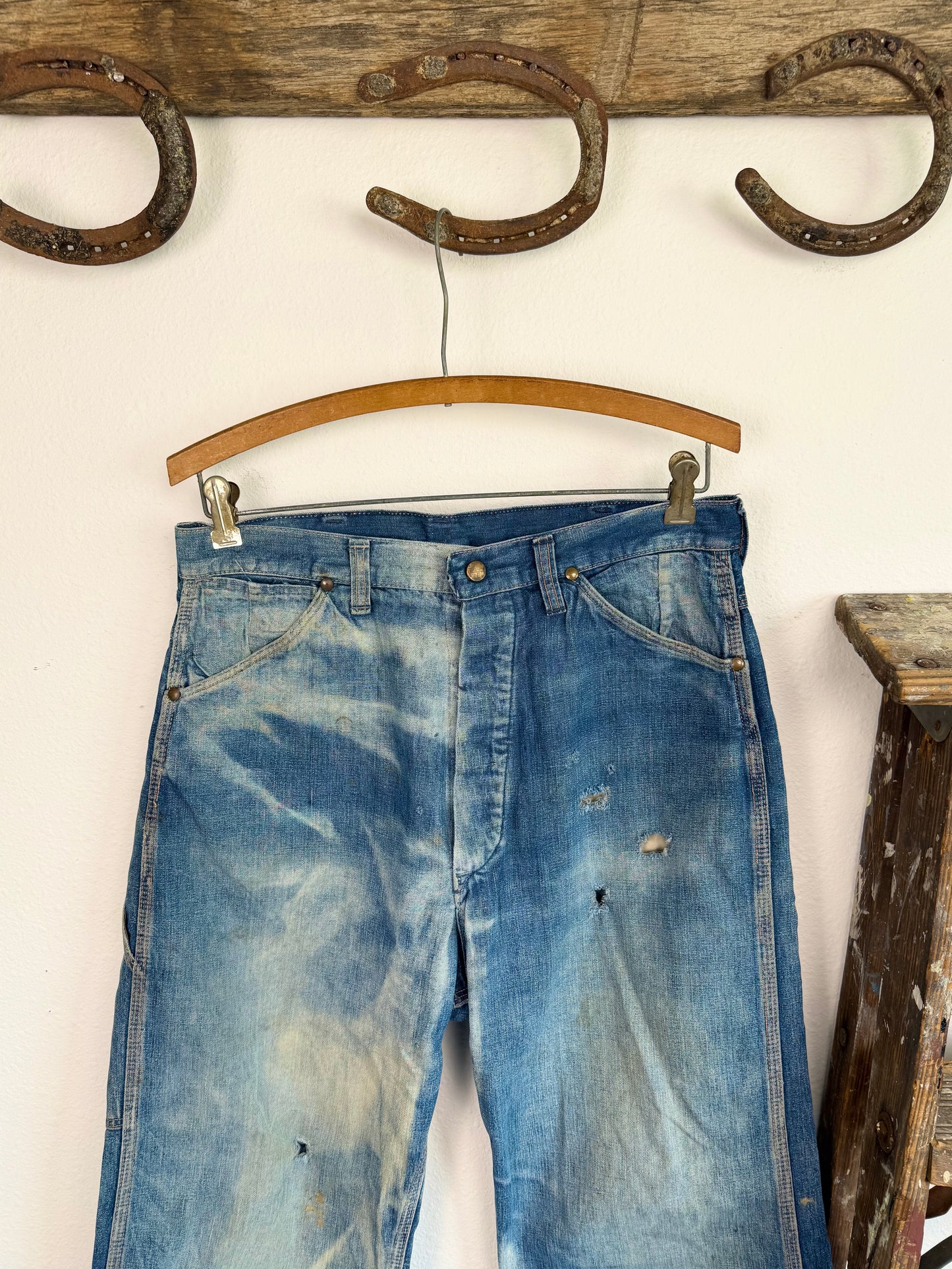 1940s Sanforized Donut Button Sun Faded Denim Jeans (32)