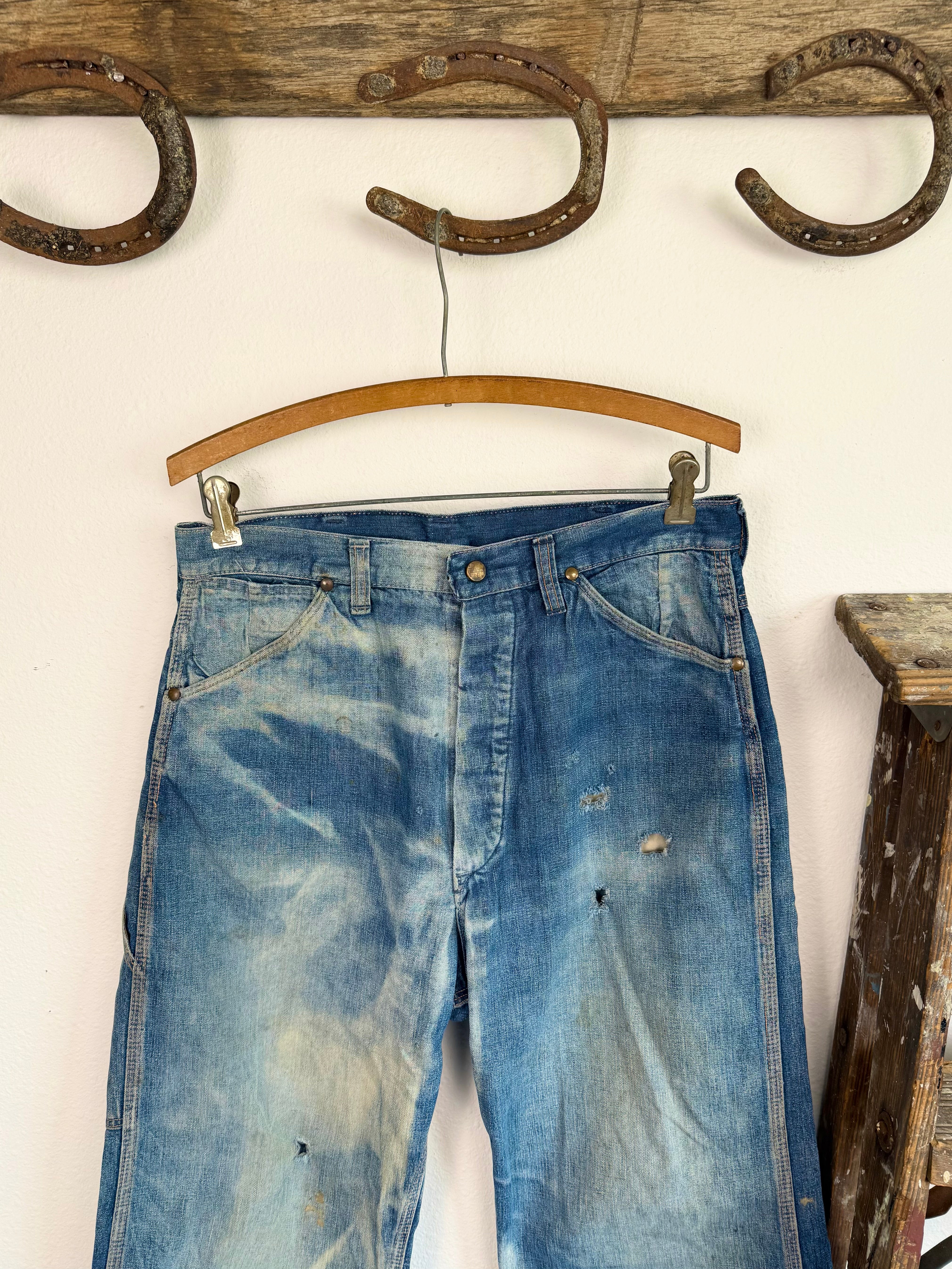 1940s Sanforized Donut Button Sun Faded Denim Jeans (32)