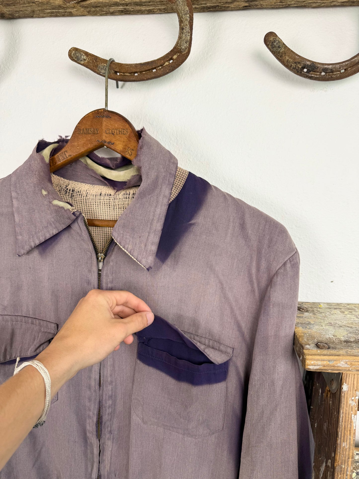 1940s Sun Faded Purple Gab Jacket (S/M)