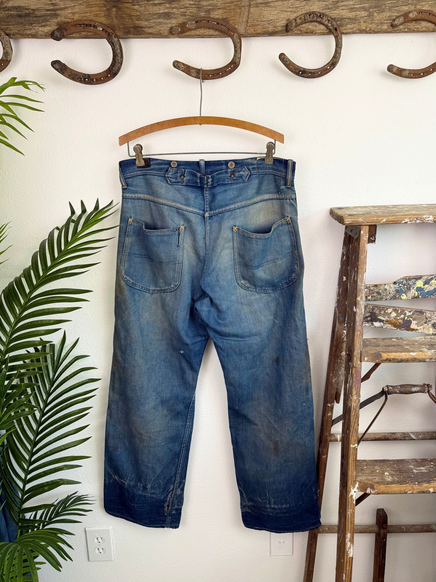1934 Model Lee Cowboy Worn Buckle Back Jeans (35)
