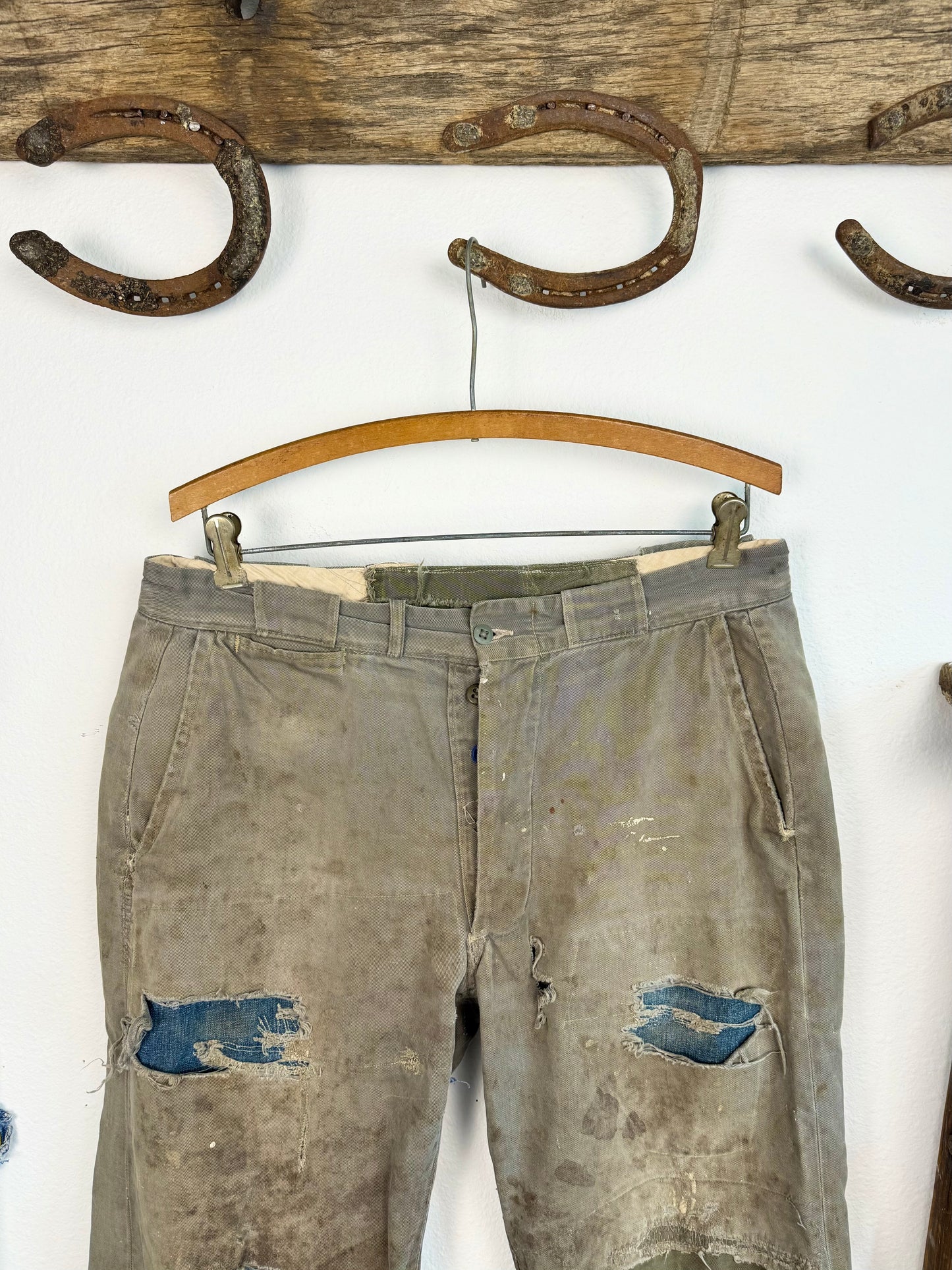 1940s ‘Well Loved’ Distressed and Repaired Chinos (34)
