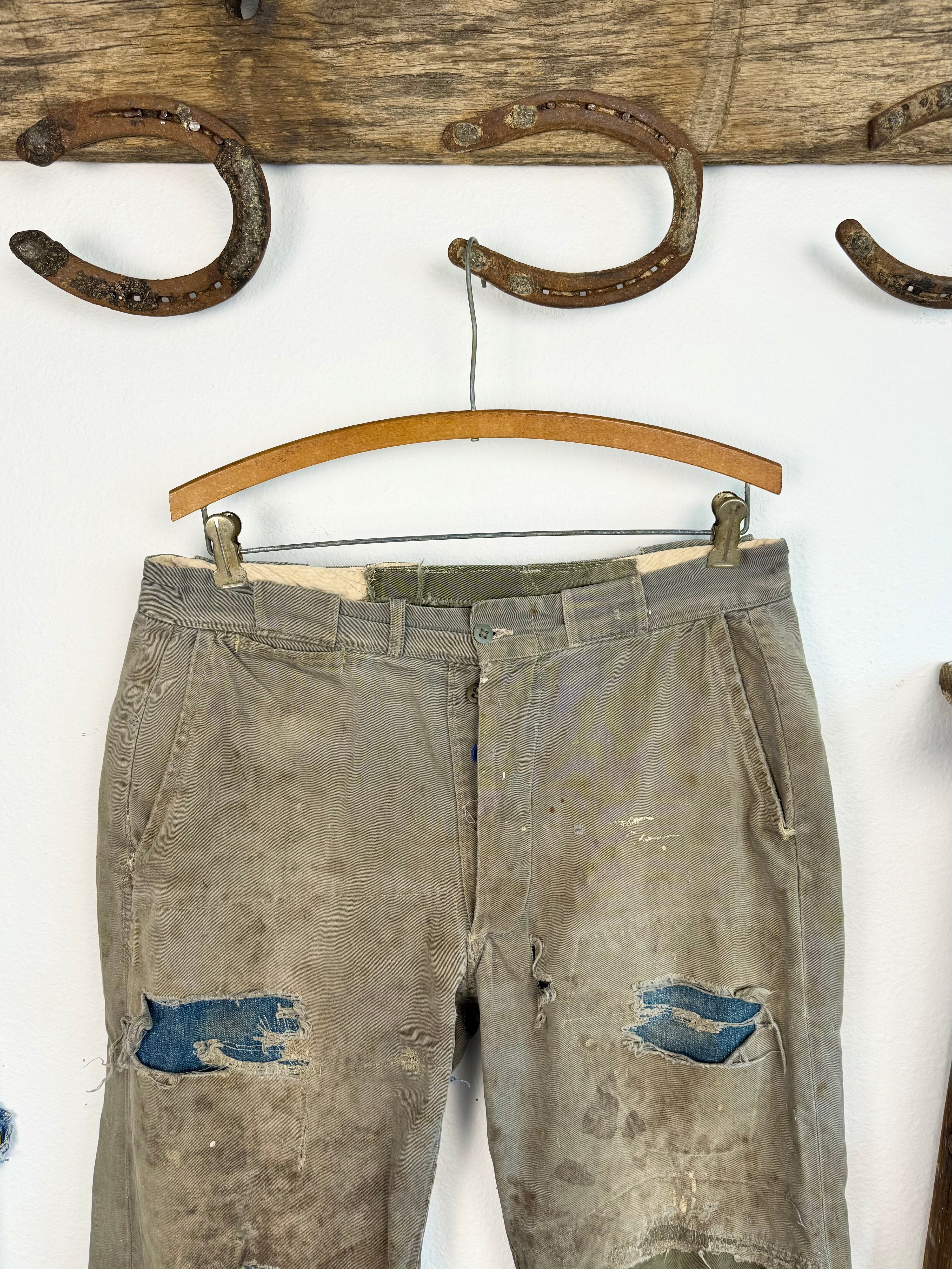 1940s ‘Well Loved’ Distressed and Repaired Chinos (34)