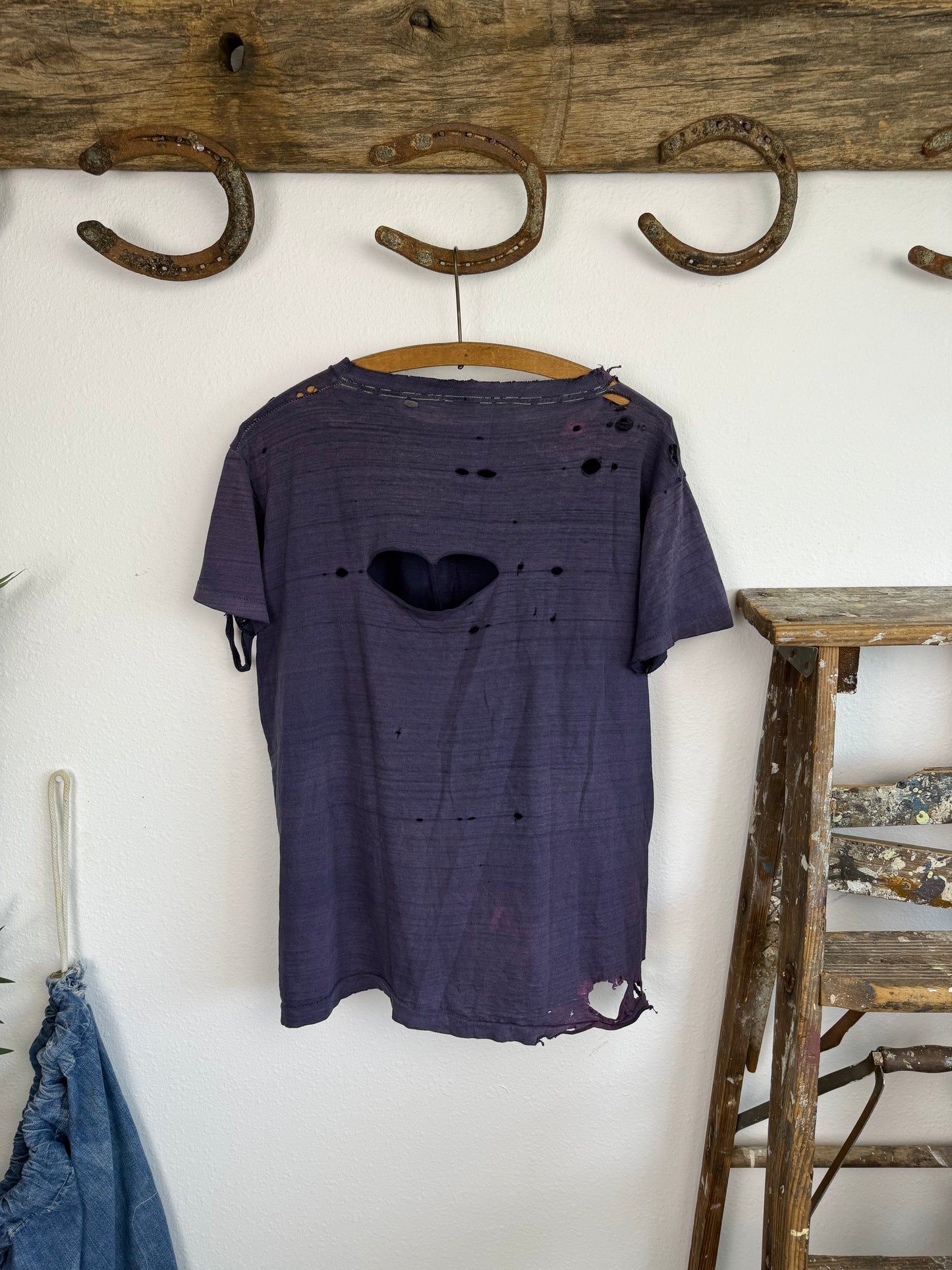 1950s Sun Faded and Thrashed Selvedge Pocket Tee (L)
