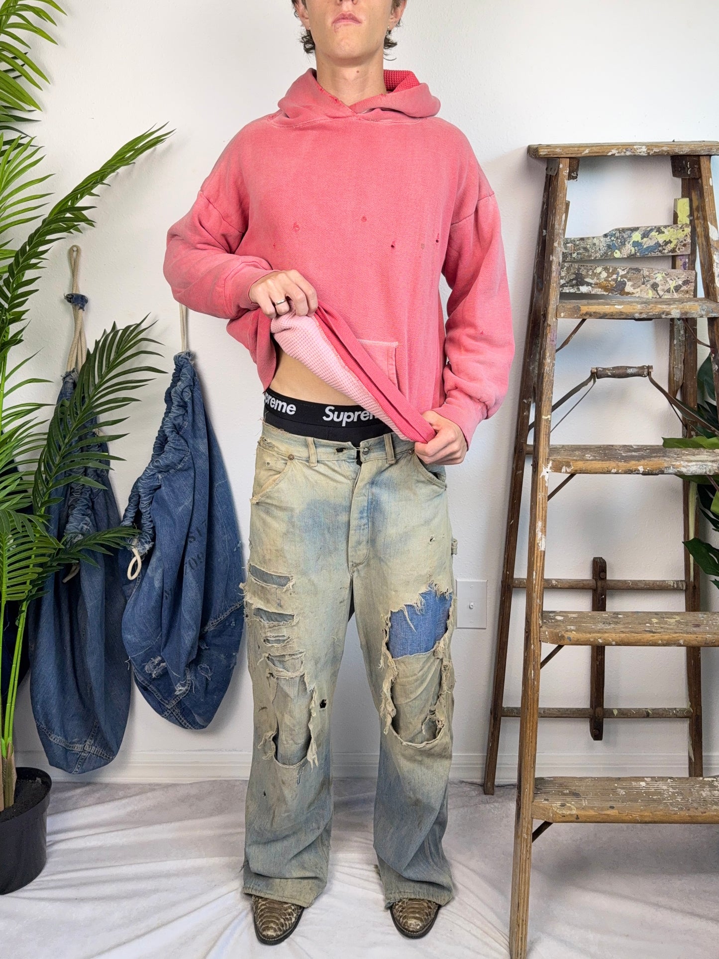 1950s Sun Faded Thermal Lined Double Face Hoodie (XXL)