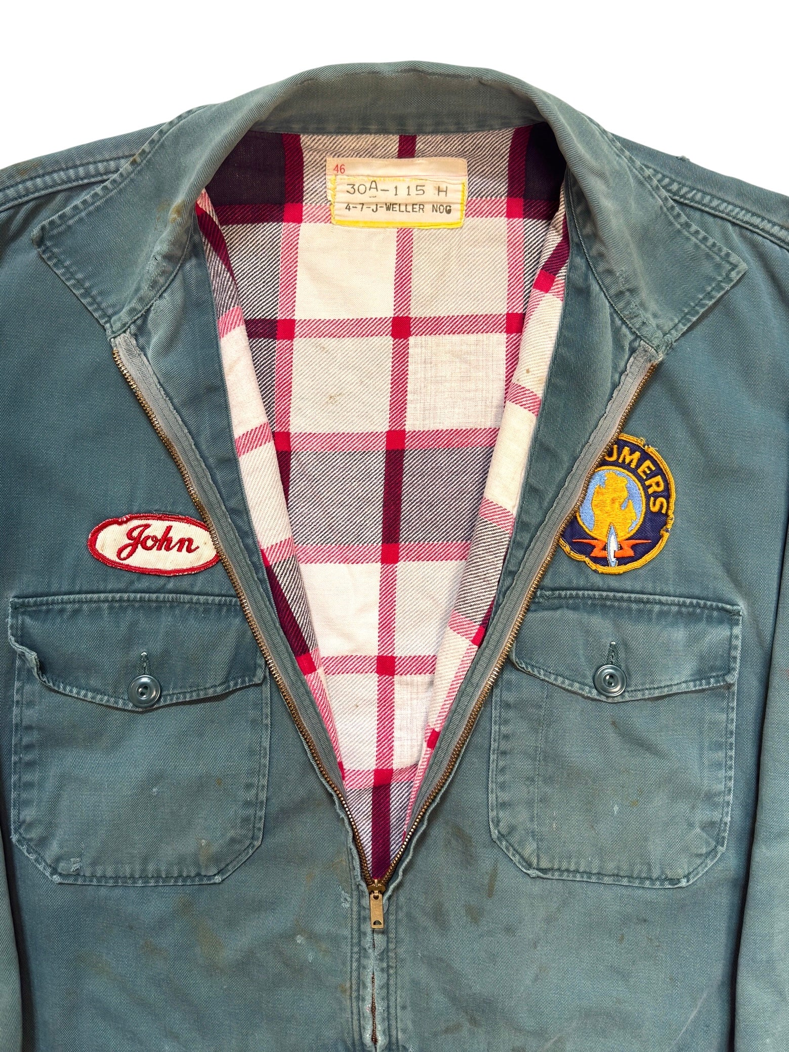1950s Sun Faded Flannel Lined Work Jacket (XL)