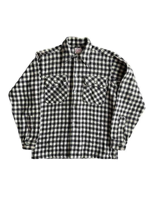 1950s Checker Board Plaid Wool Flannel (S/M)