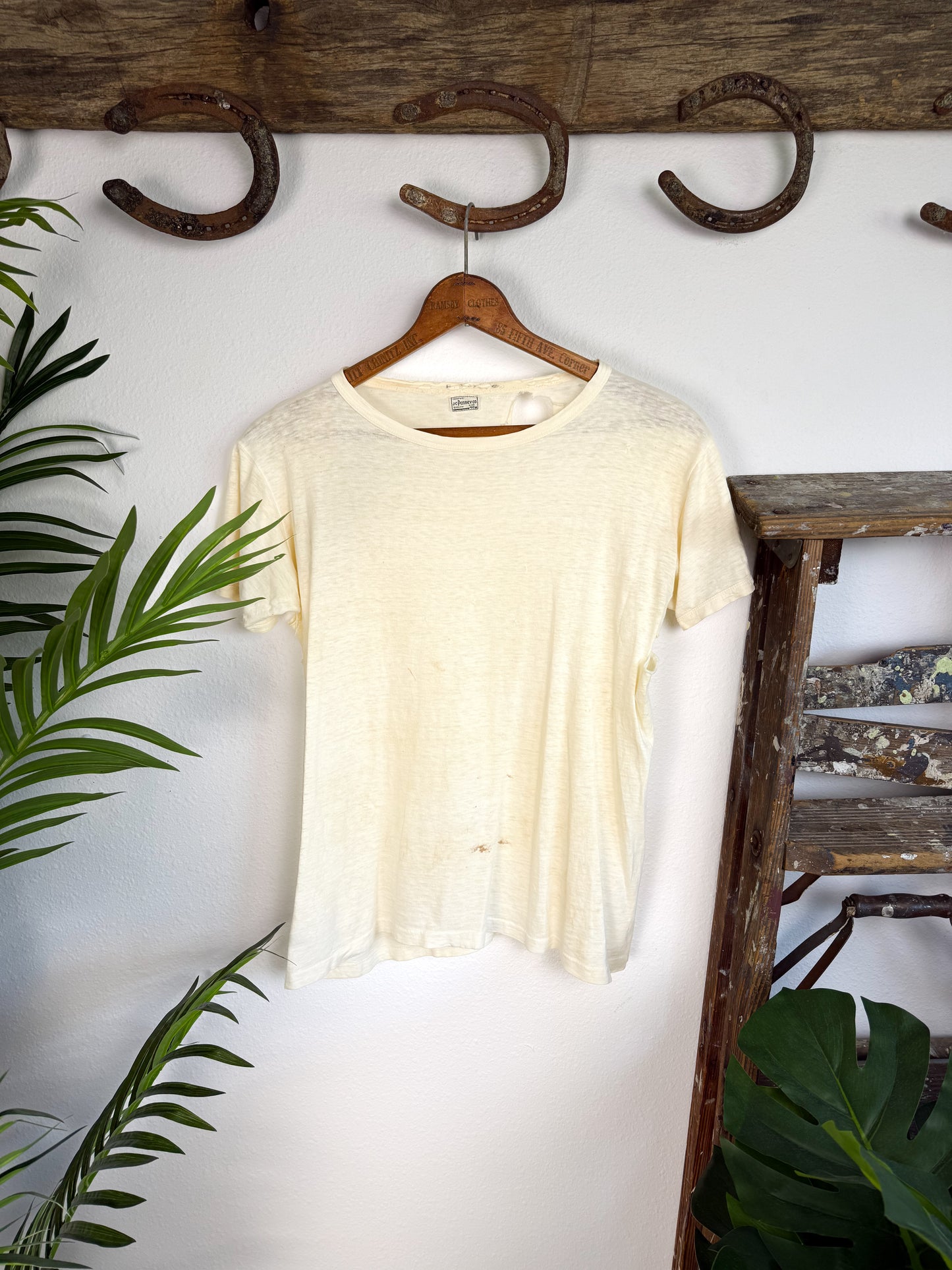 1940s JC Penny Distressed Essential White Tee (S/M)