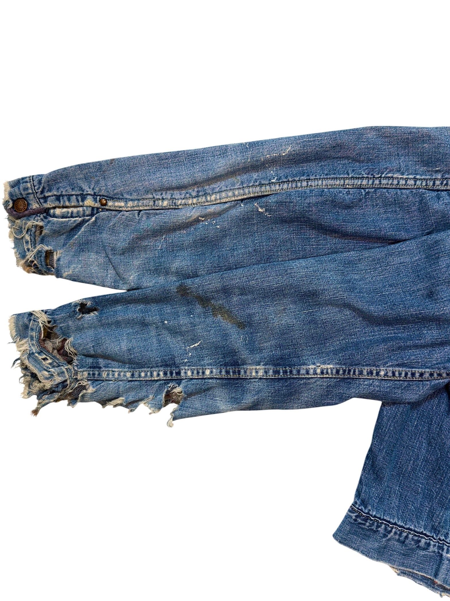 1950s Hercules Lined Sun Faded Distressed Denim Jacket (S/M)