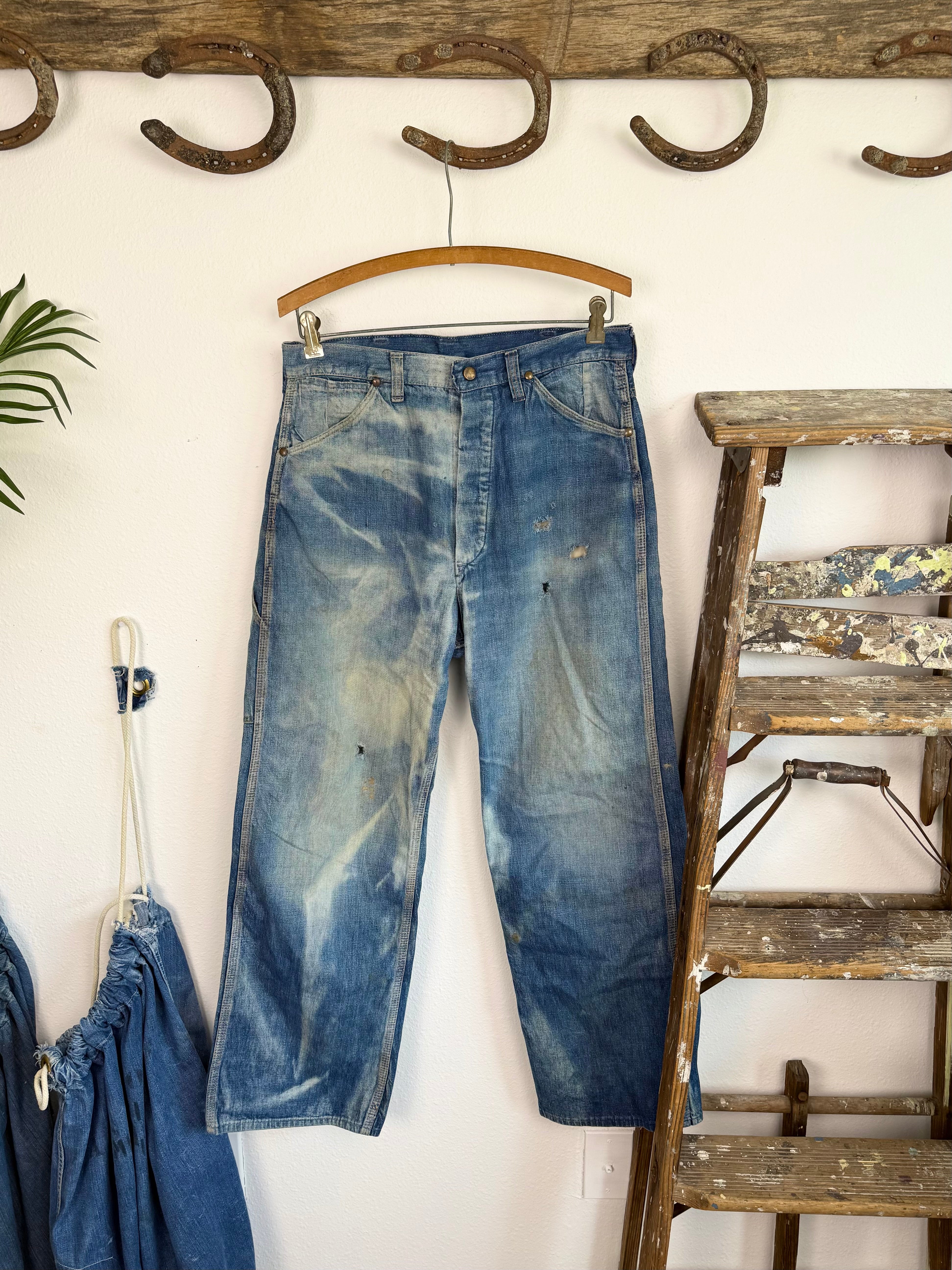 1940s Sanforized Donut Button Sun Faded Denim Jeans (32)
