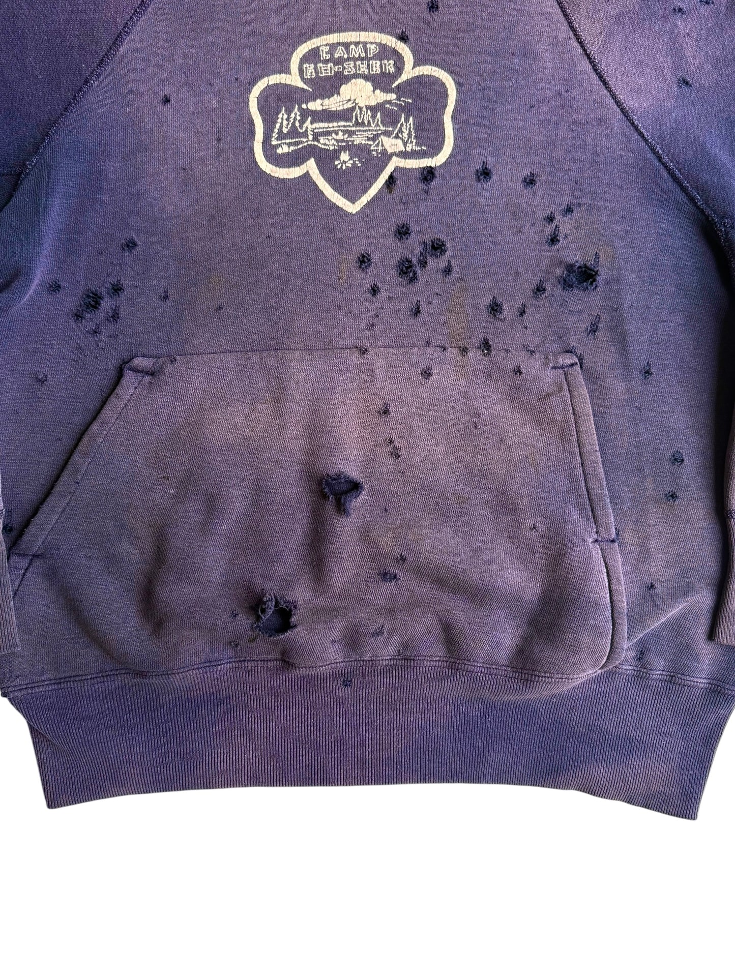 1950s Perfectly Sun Faded Distressed Camp Hoodie (M/L)