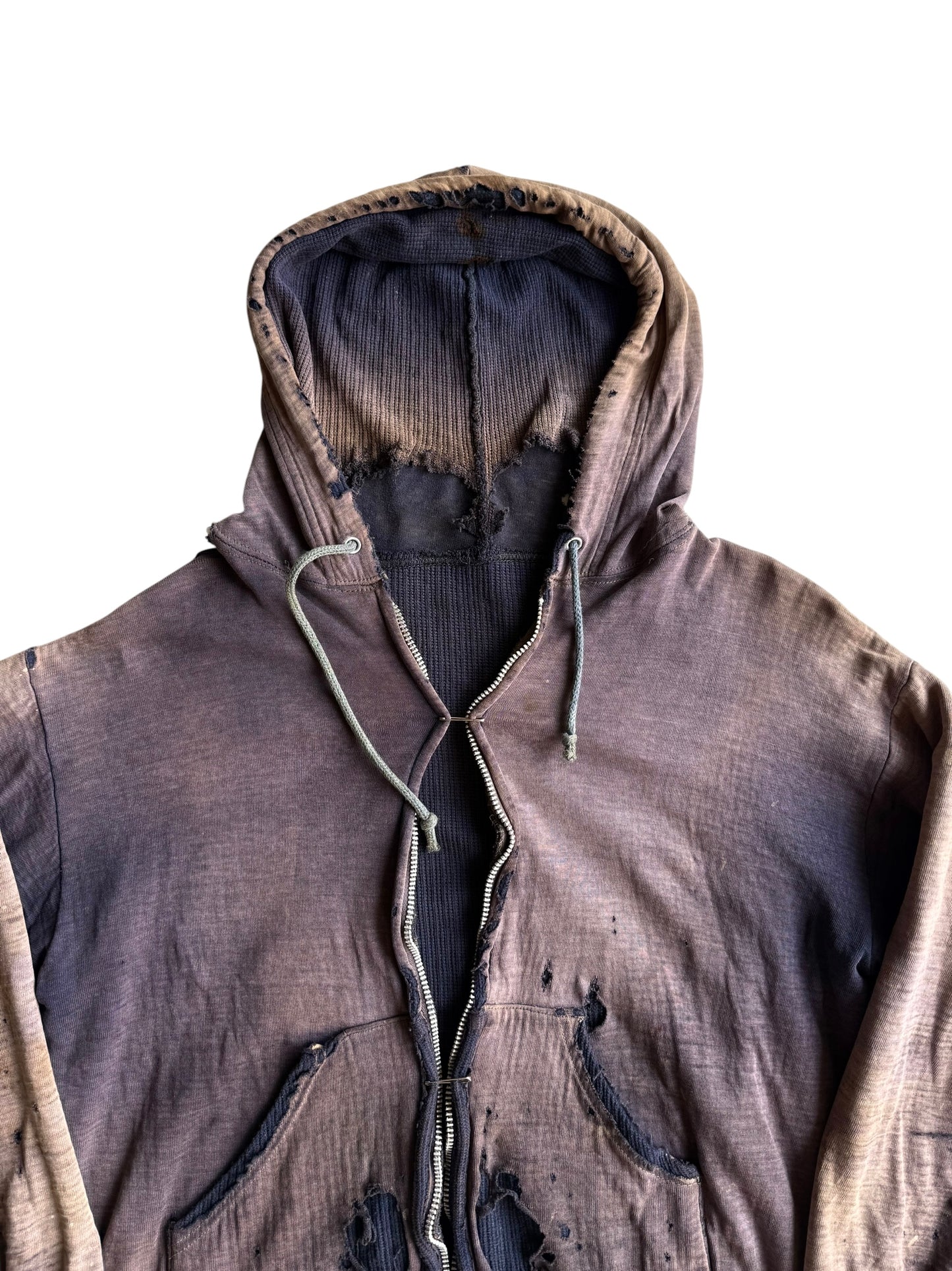 1940s Heavily Distressed and Sun Faded Zip Closure Jacket (S/M)