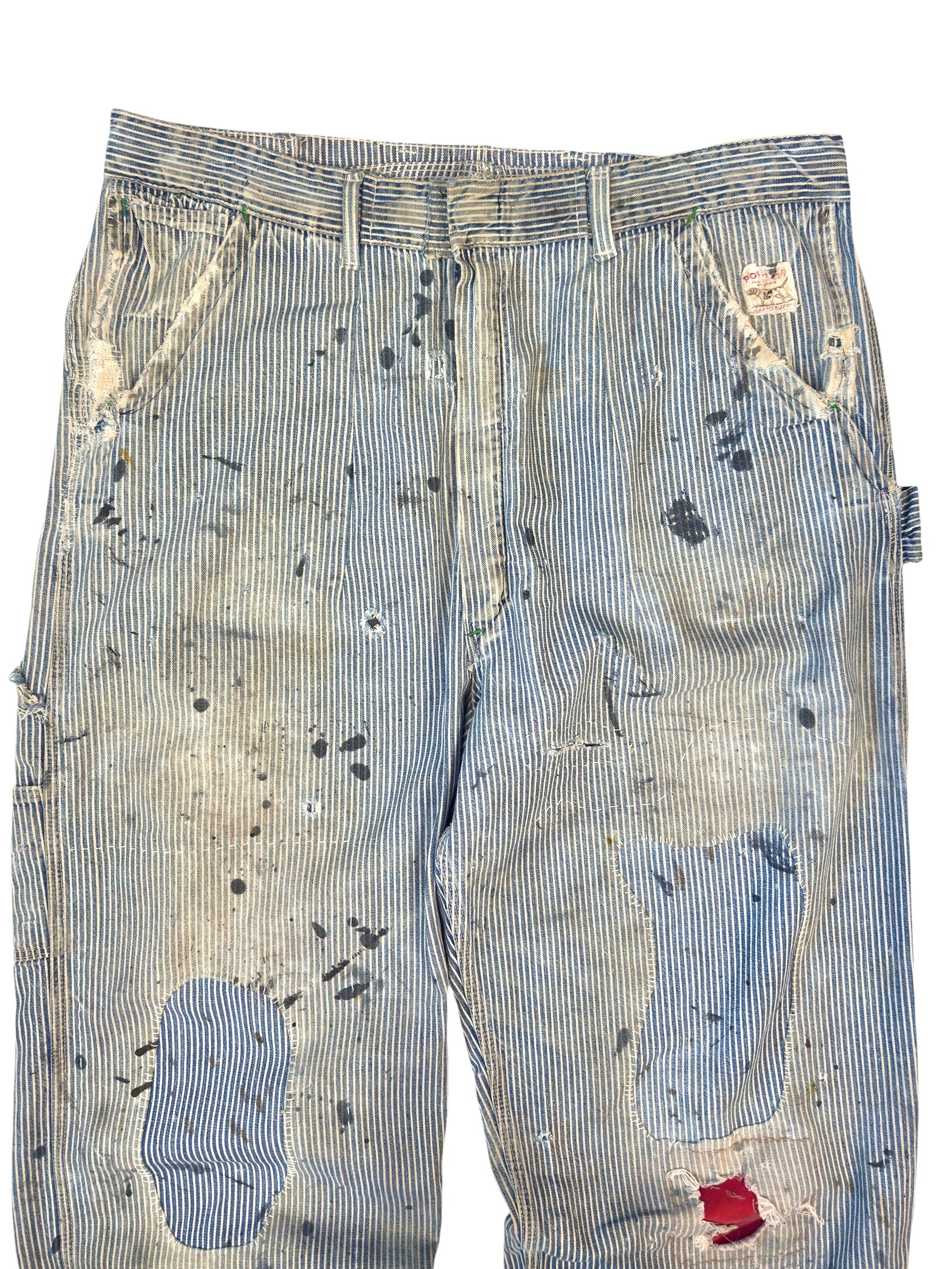 1940s Pioneer Distressed and Repaired Pinstripe Carpenters (36)