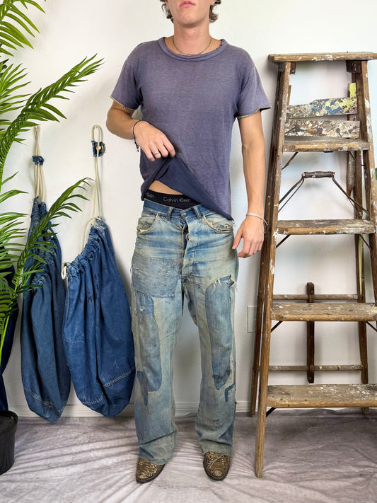 1960s Perfectly Sun Faded Navy Blank Tee (S/M)