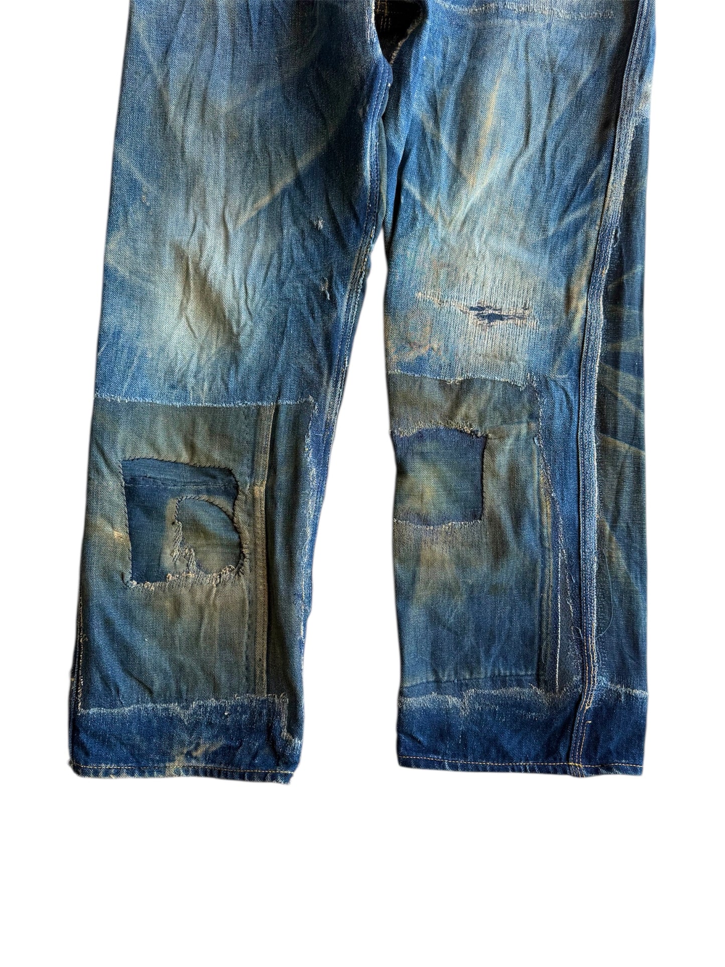 1920s/1930s Distressed & Repaired Buckle Back Jeans (31)