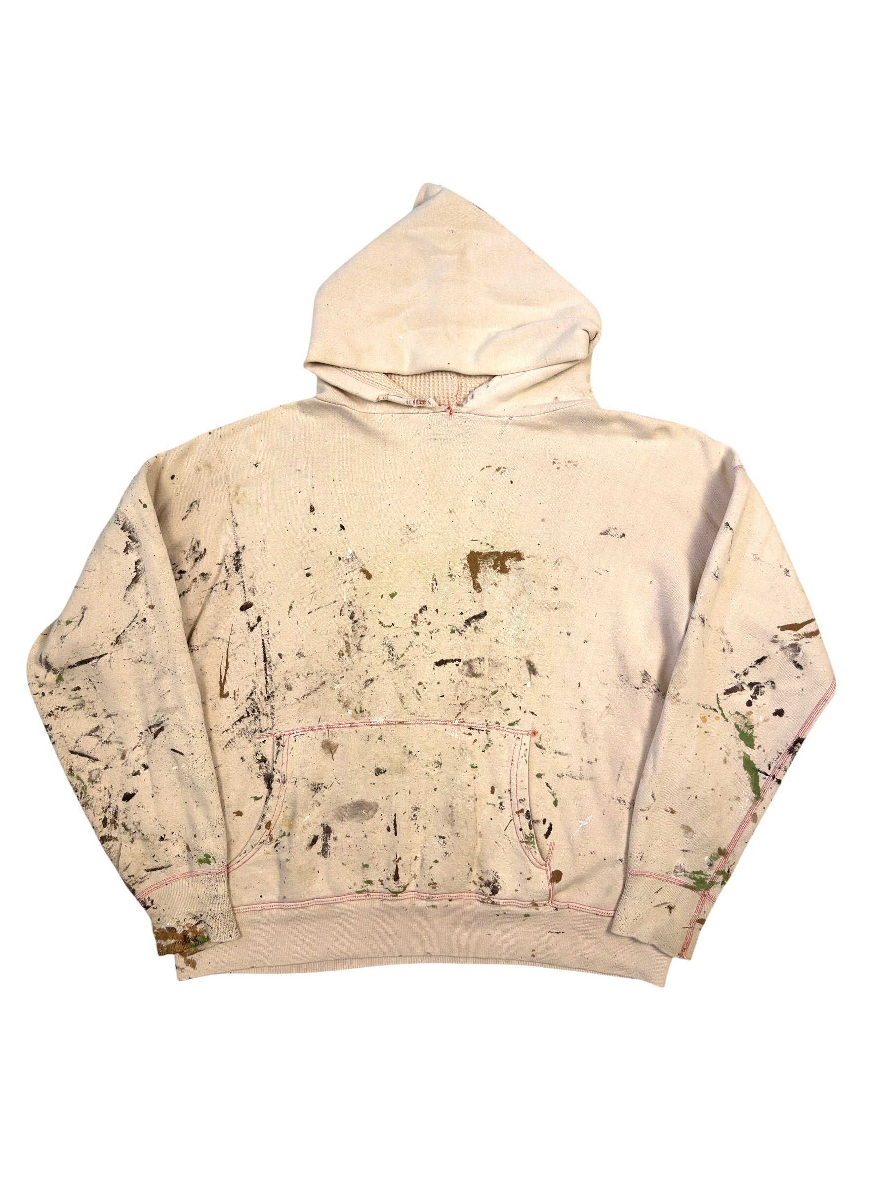 1950s Faded Pink Barn Found Splatter Paint Hoodie (XL)