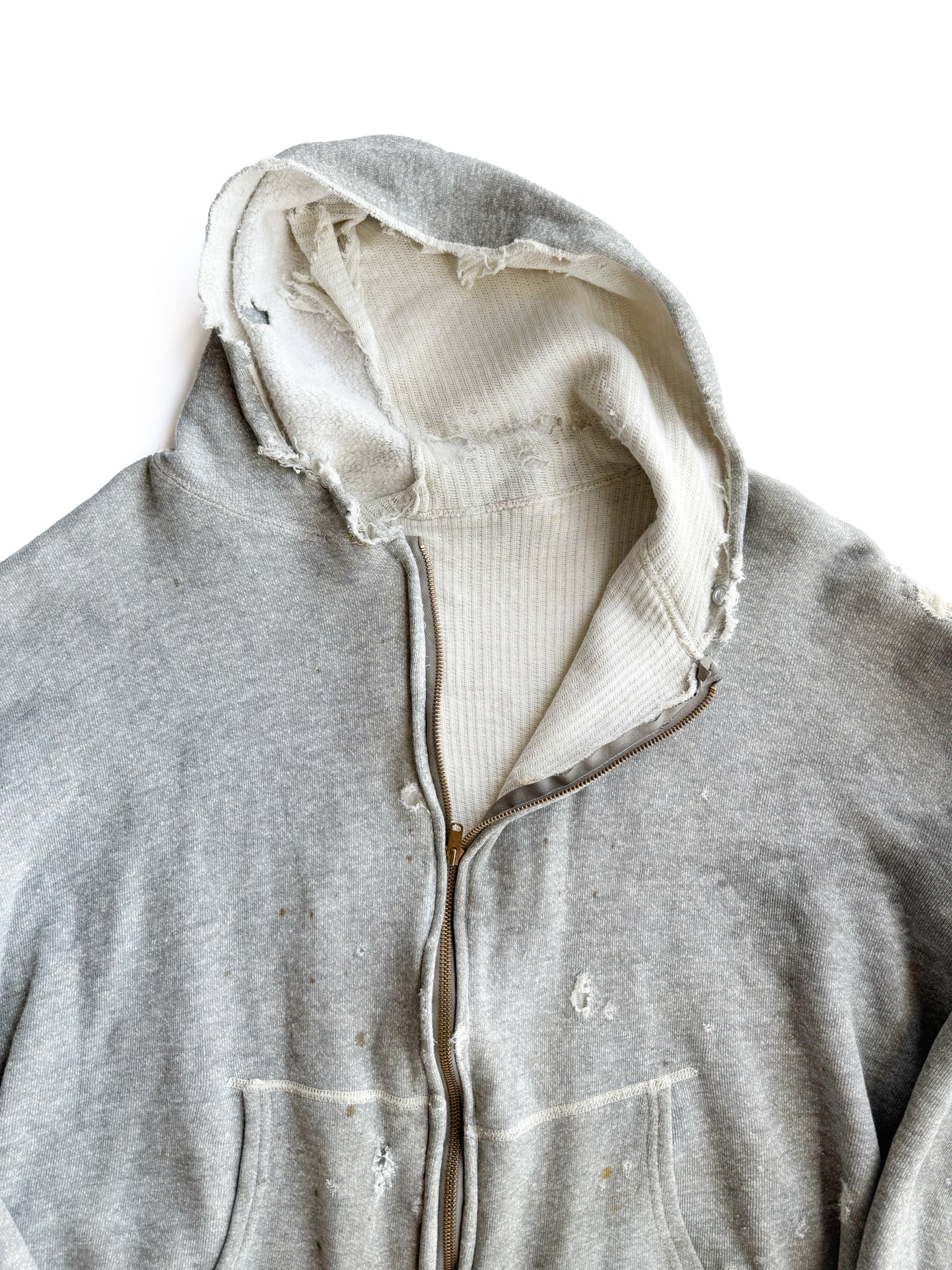 1950s Boxy Distressed Thermal Lined Zip Up Jacket (XL)