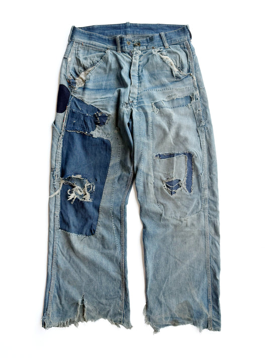 1940s ‘Farm Found’ Distressed and Repaired Jeans (32)