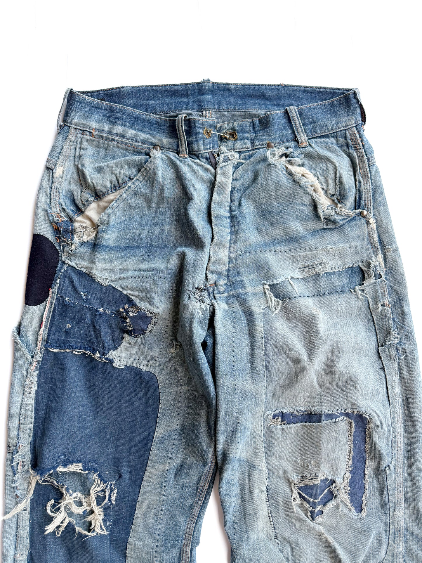 1940s ‘Farm Found’ Distressed and Repaired Jeans (32)