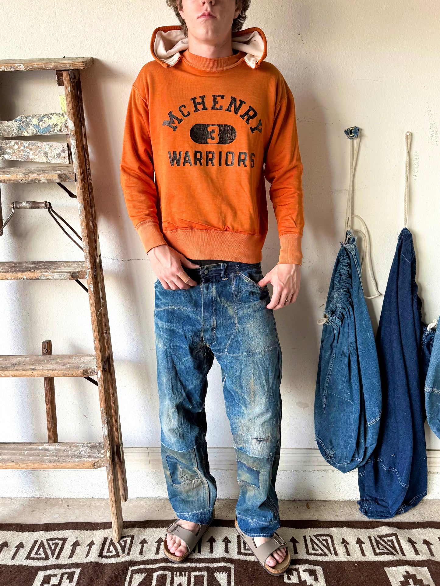 1950s Champion ‘Warriors’ Two Tone Double Face Orange Durene Afterhood (S/M)