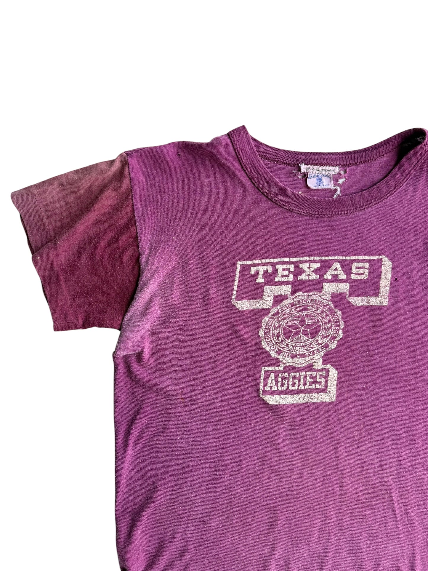 1940s Two Tone ‘Texas Aggies’ Maroon Tee (S/M)