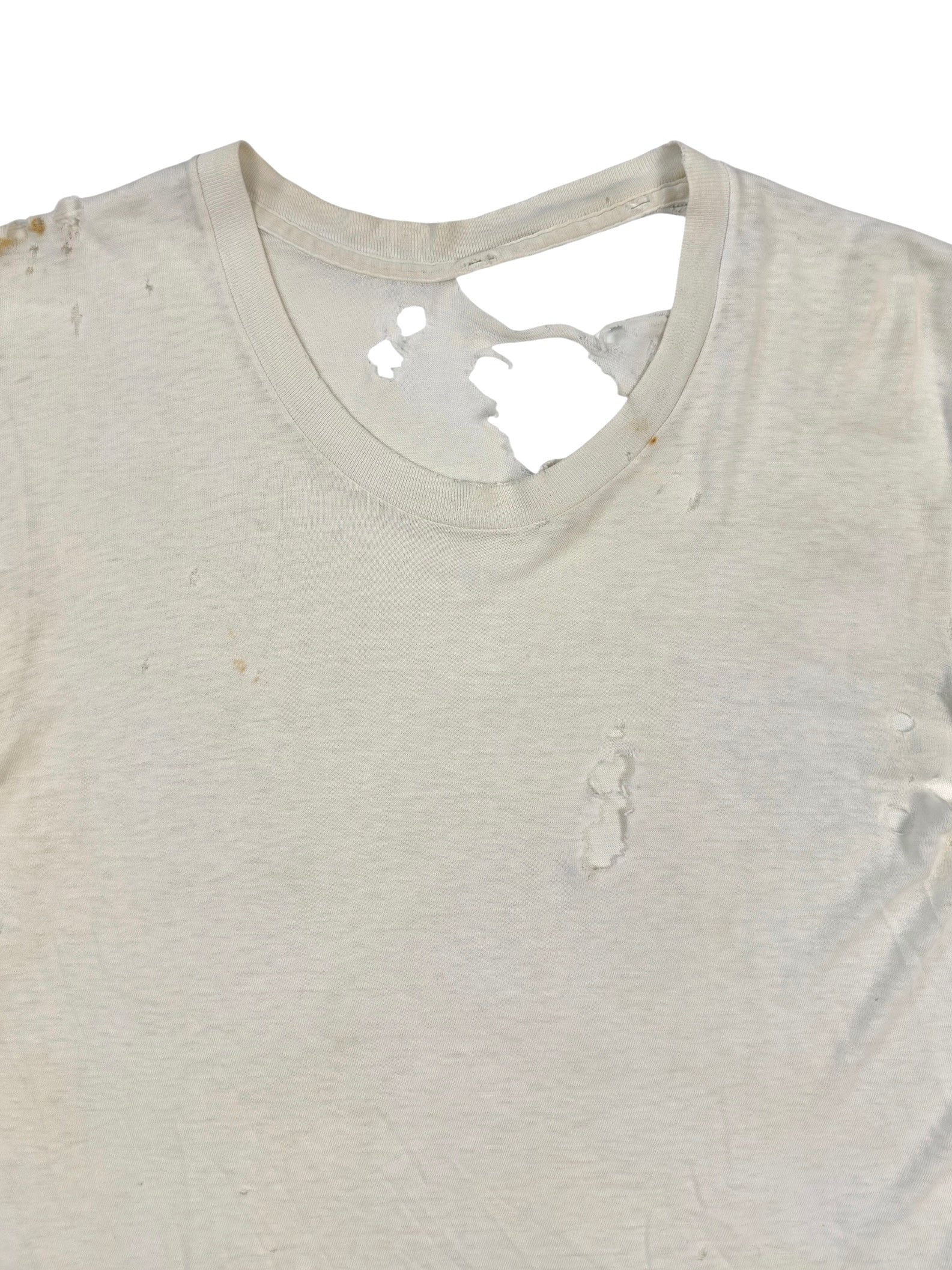 1950s Distressed Essential White Tee (S/M)