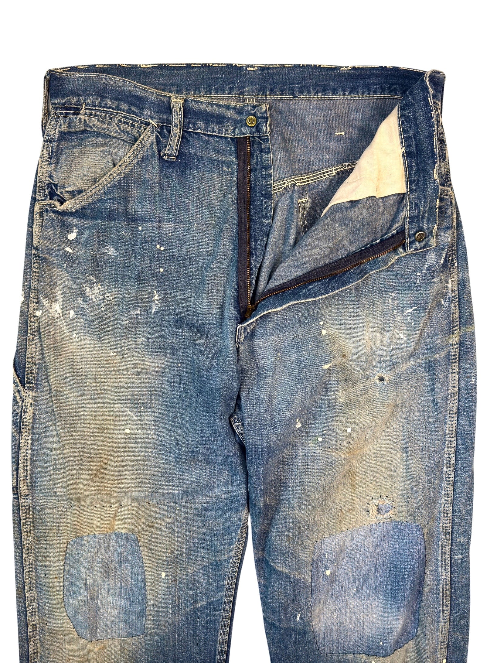 1950s Distressed Paint Splatter Carpenter Jeans (33)