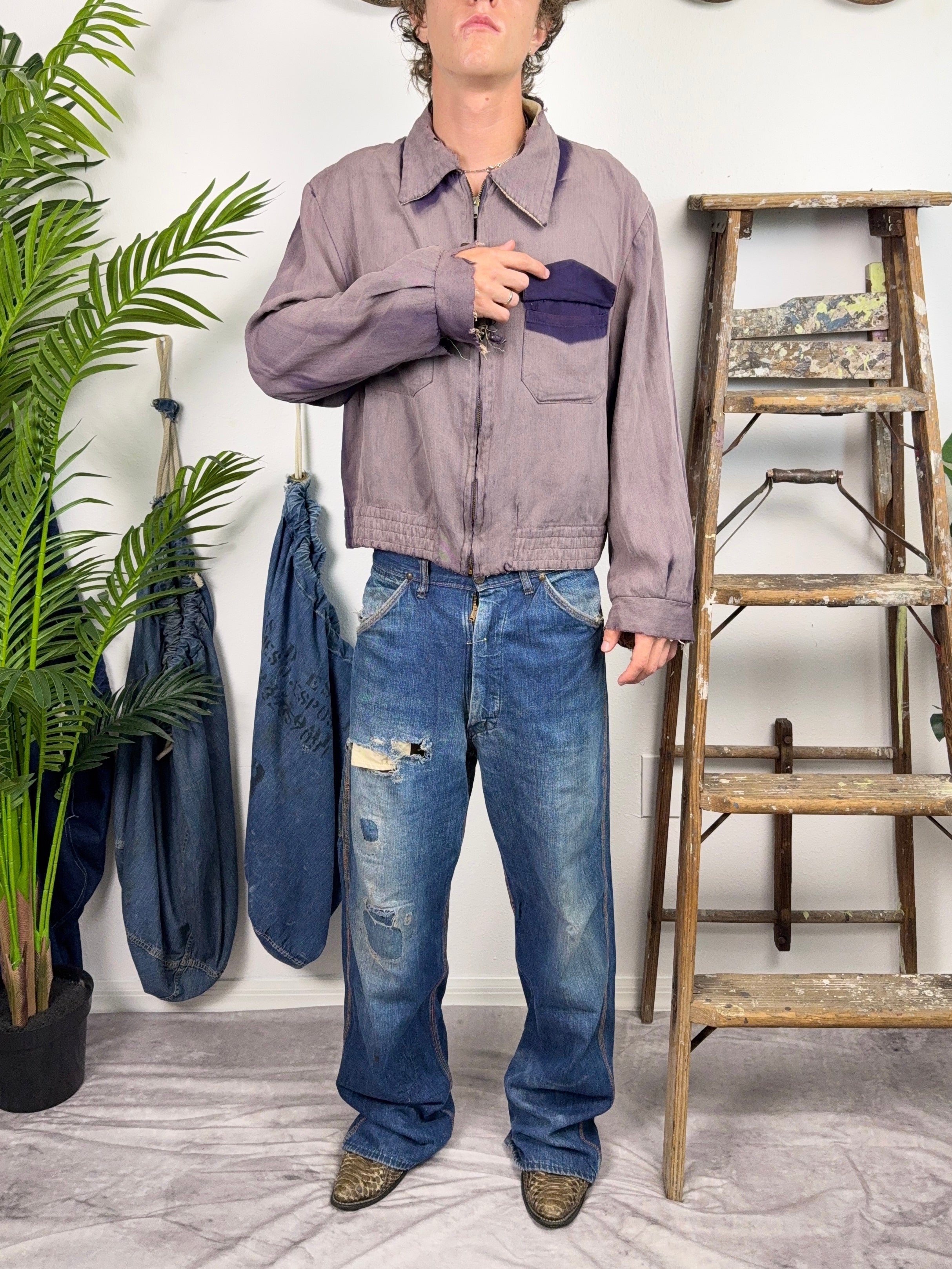 1940s Sun Faded Purple Gab Jacket (S/M)