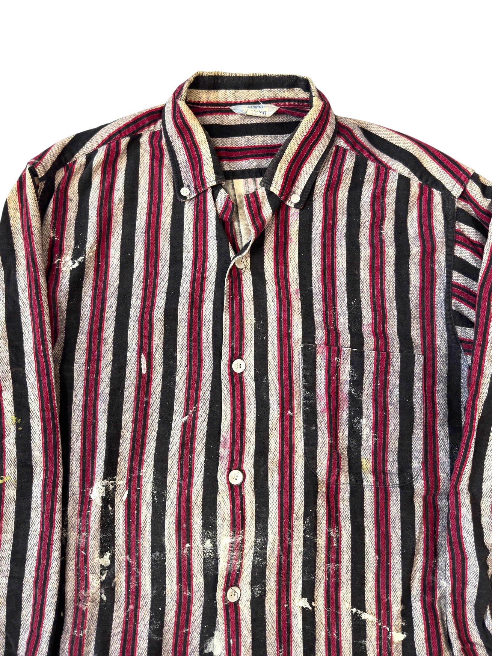 1960s Splatter Paint Striped Cotton Flannel (M/L)